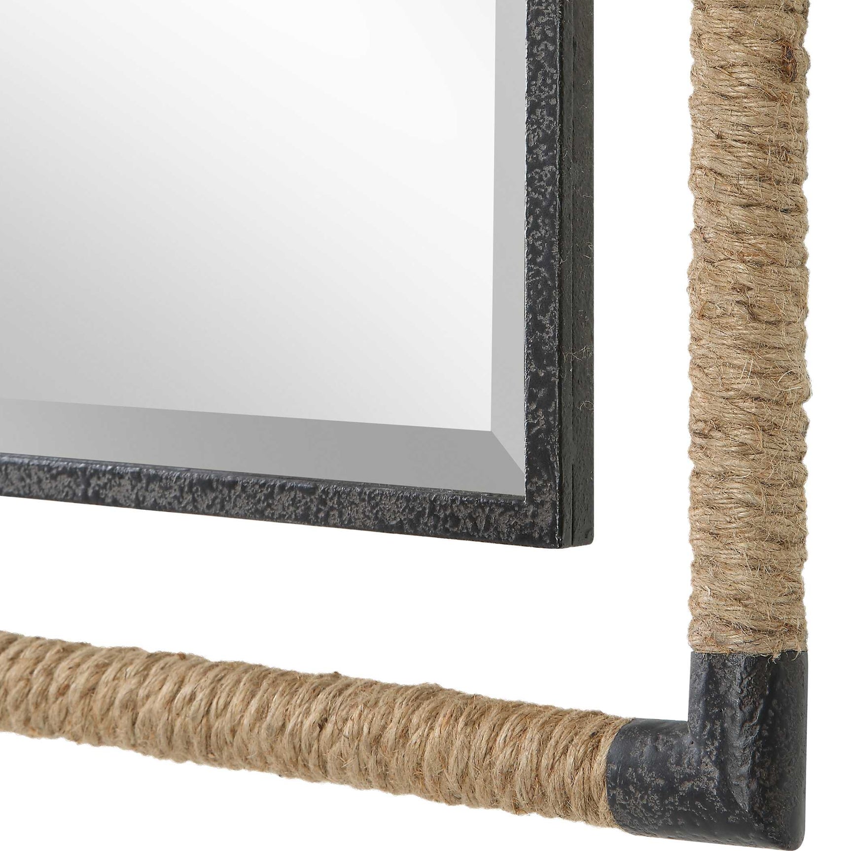 Melville Black/Brown Iron & Rope Mirror