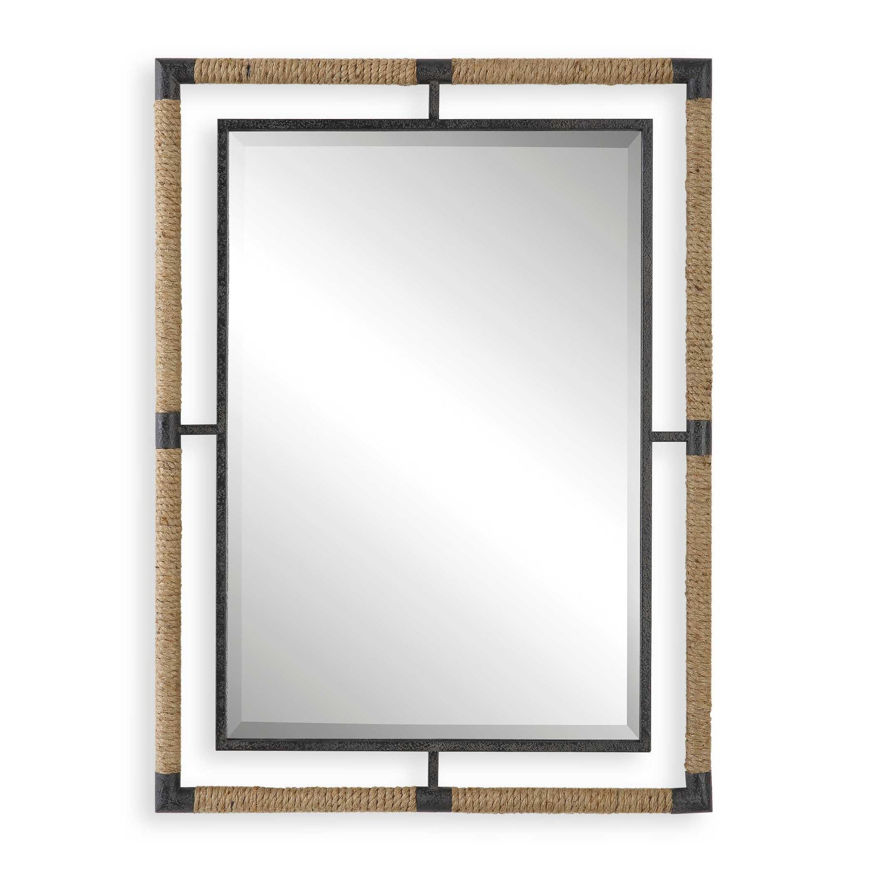 Melville Black/Brown Iron & Rope Mirror