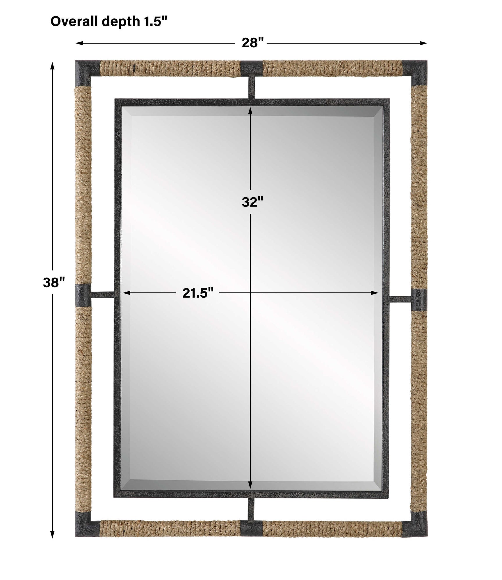 Melville Black/Brown Iron & Rope Mirror