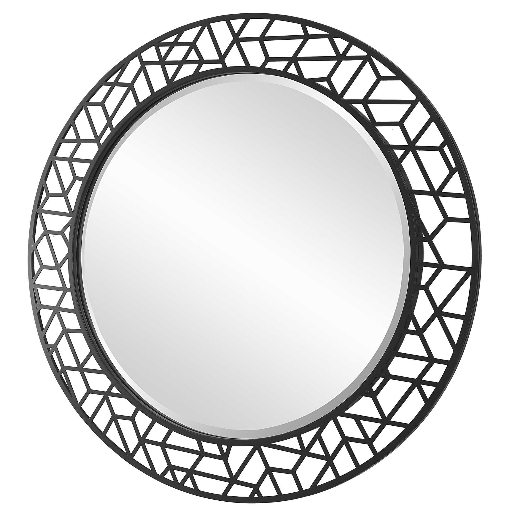 Mosaic Black Metal Round Mirror