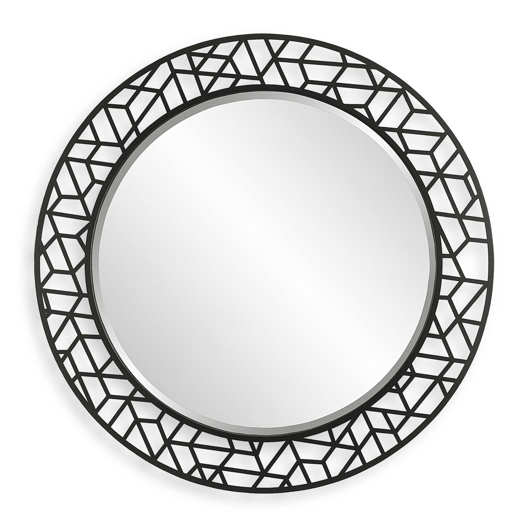 Mosaic Black Metal Round Mirror