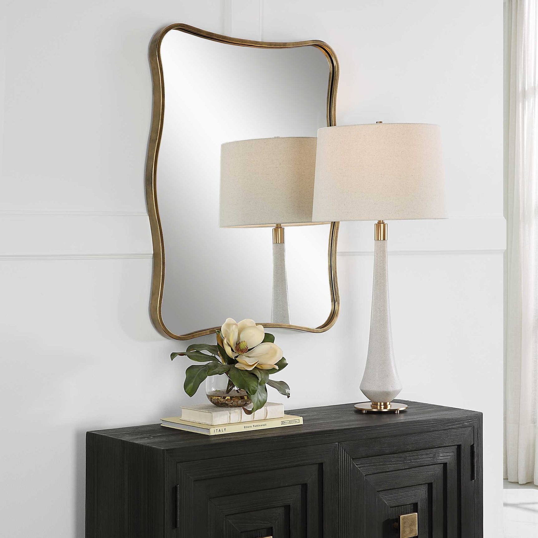 Pavia Gold Curvy Vanity Mirror