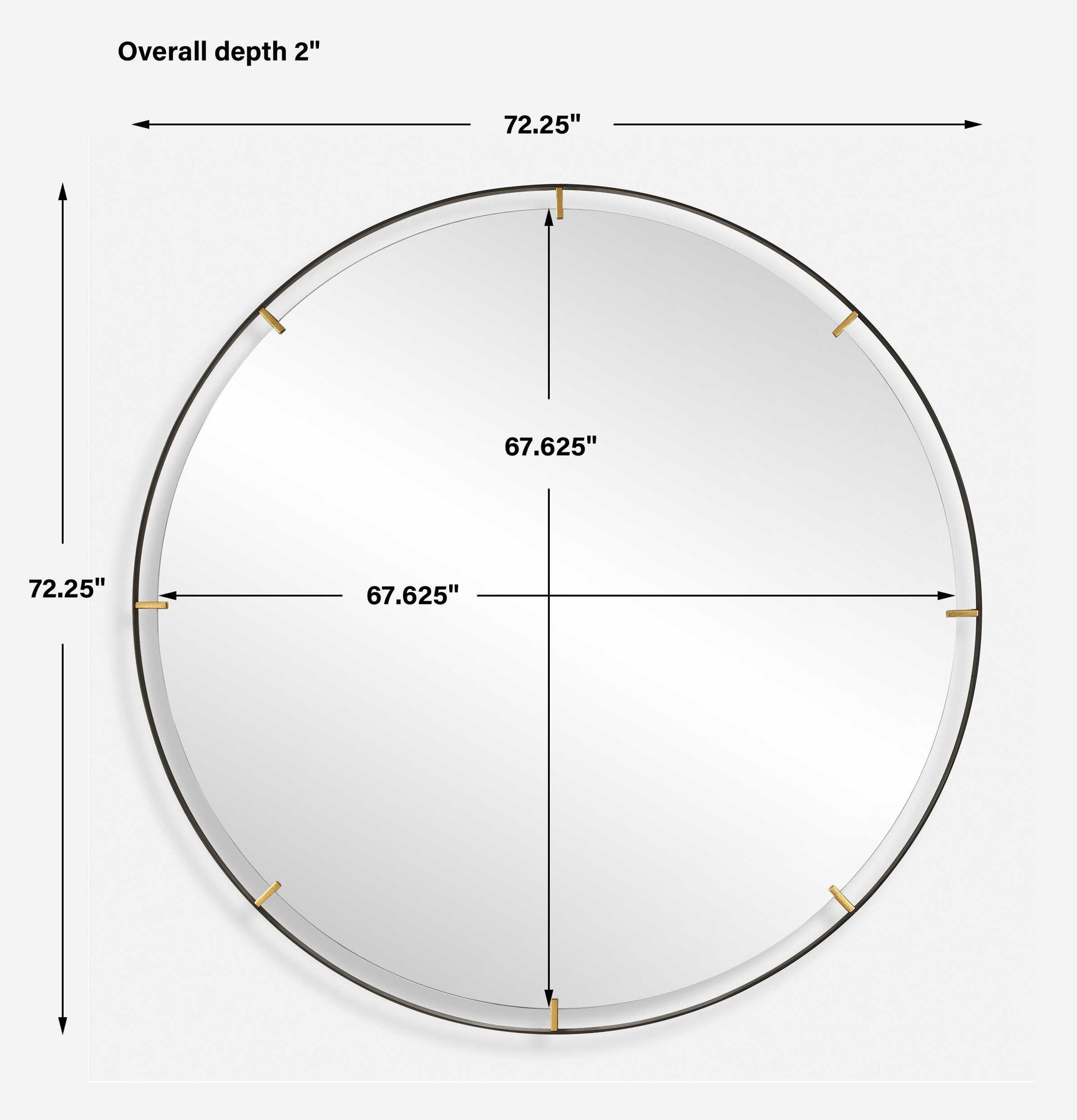Grand Pendulum Black/Gold Round Mirror