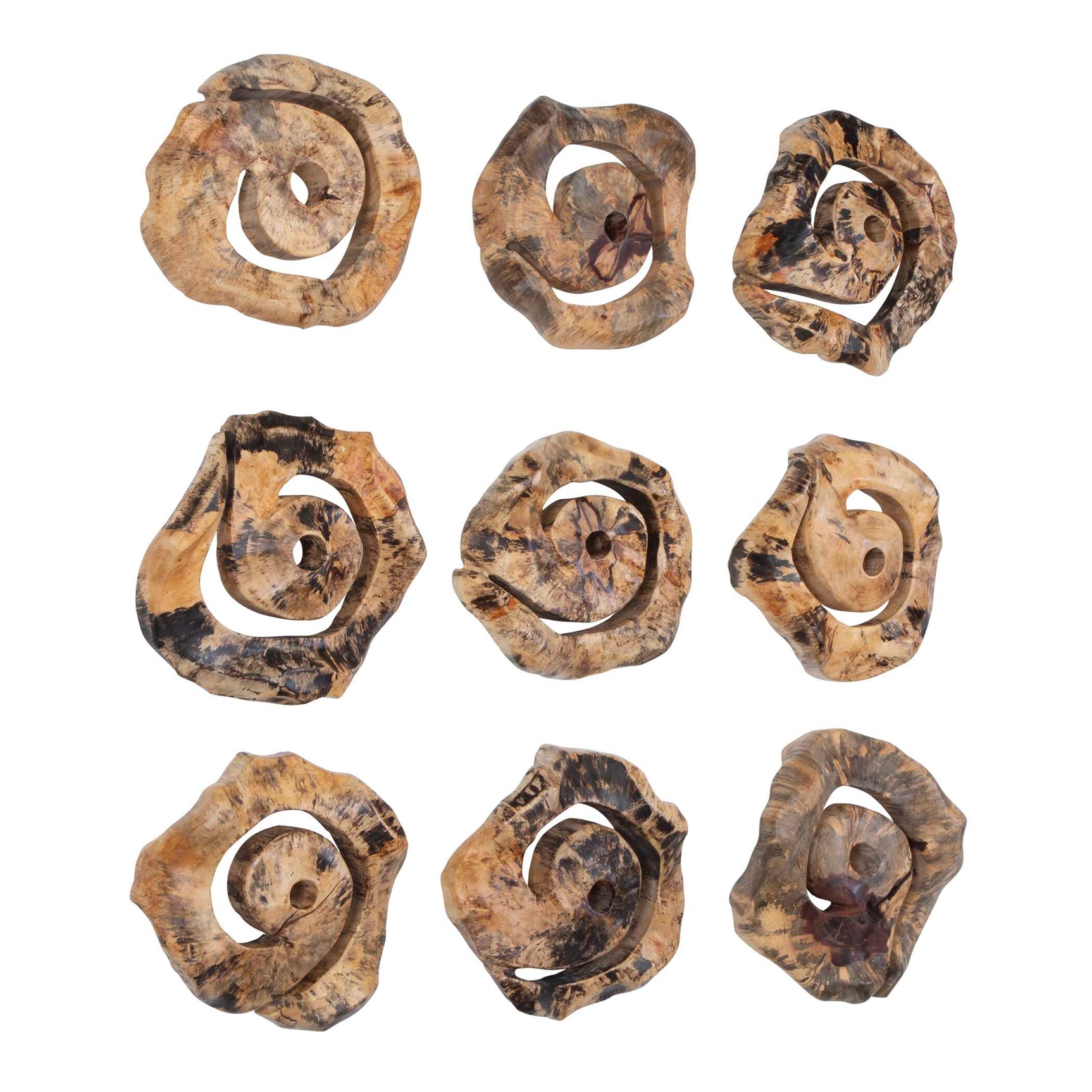 Corkscrew Woodtone Wood Wall Decor (Set of 9)
