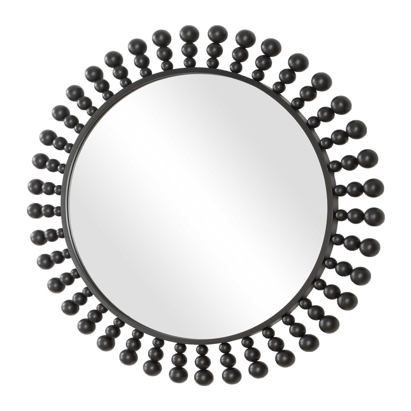 Aziel Black Round Mirror