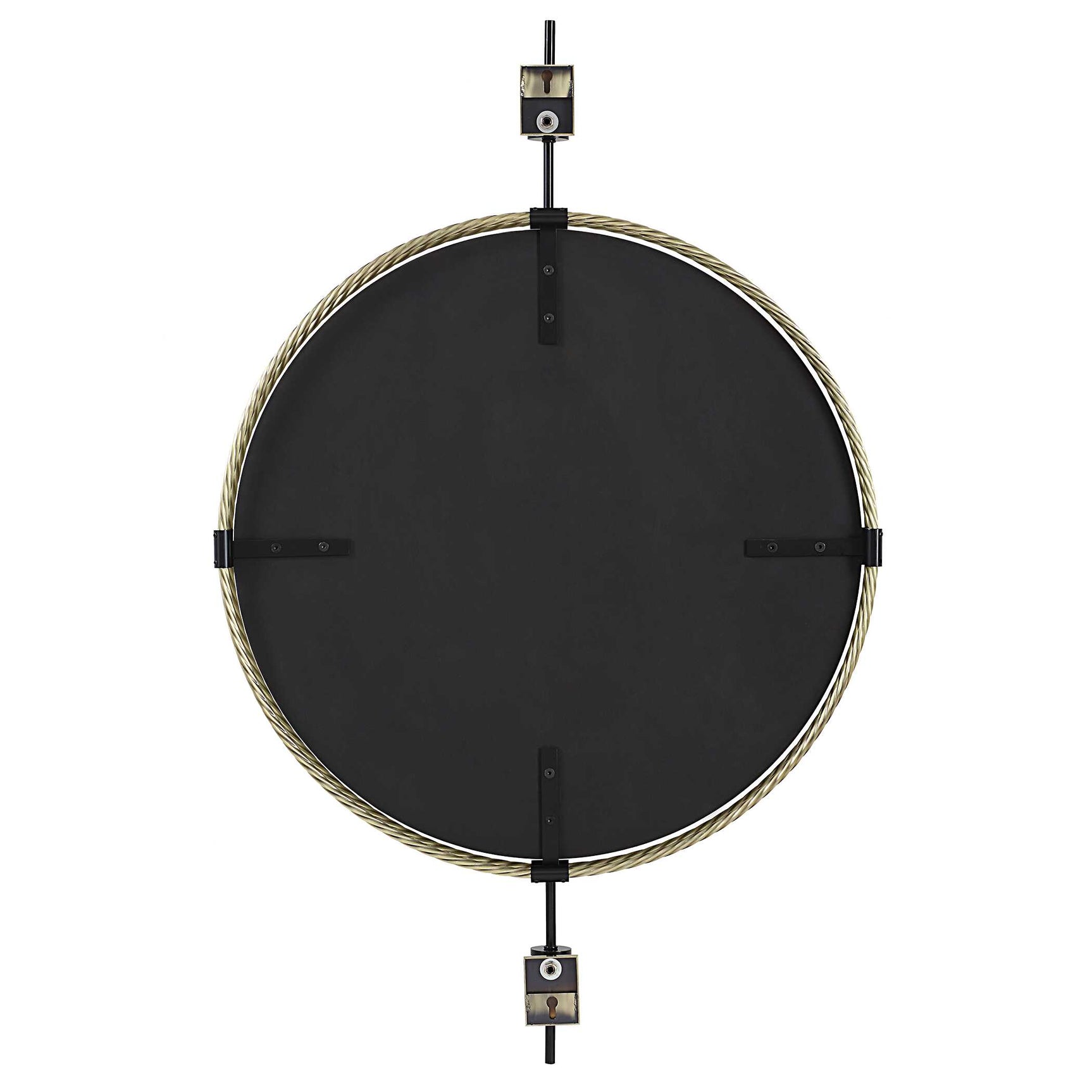 Guardrail Black/Brass Round Mirror