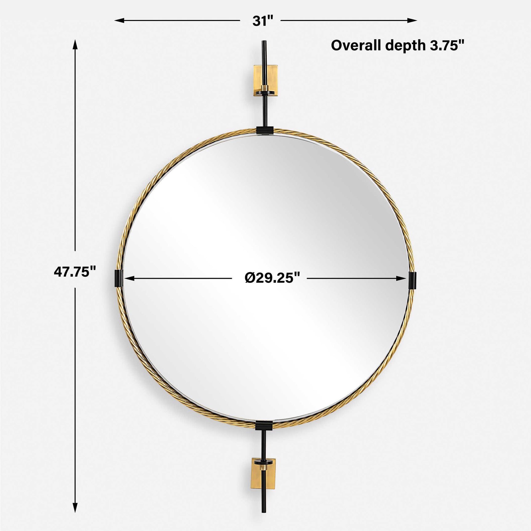 Guardrail Black/Brass Round Mirror