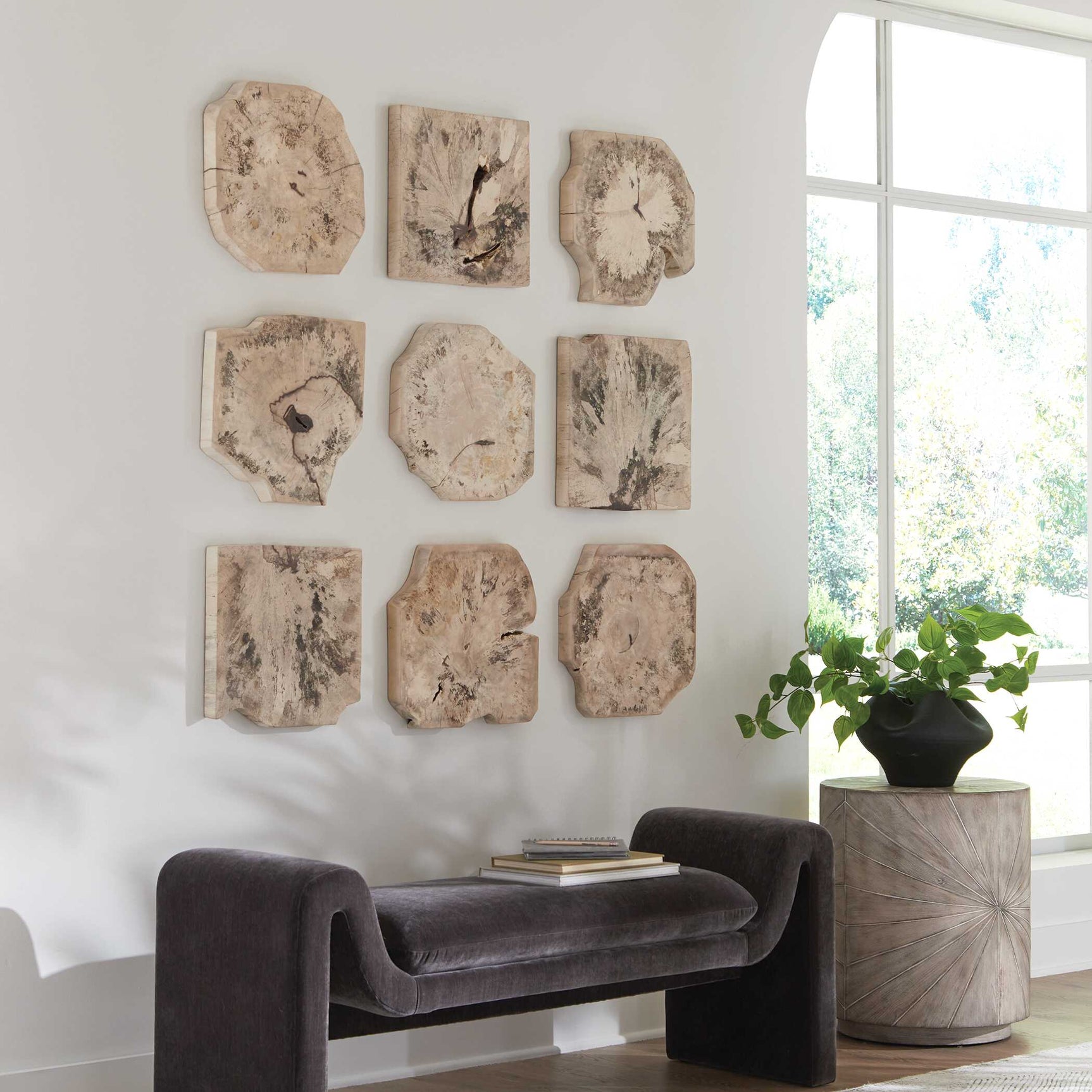 Bahati Brown Wood Bleached Wall Decor (Set of 9)