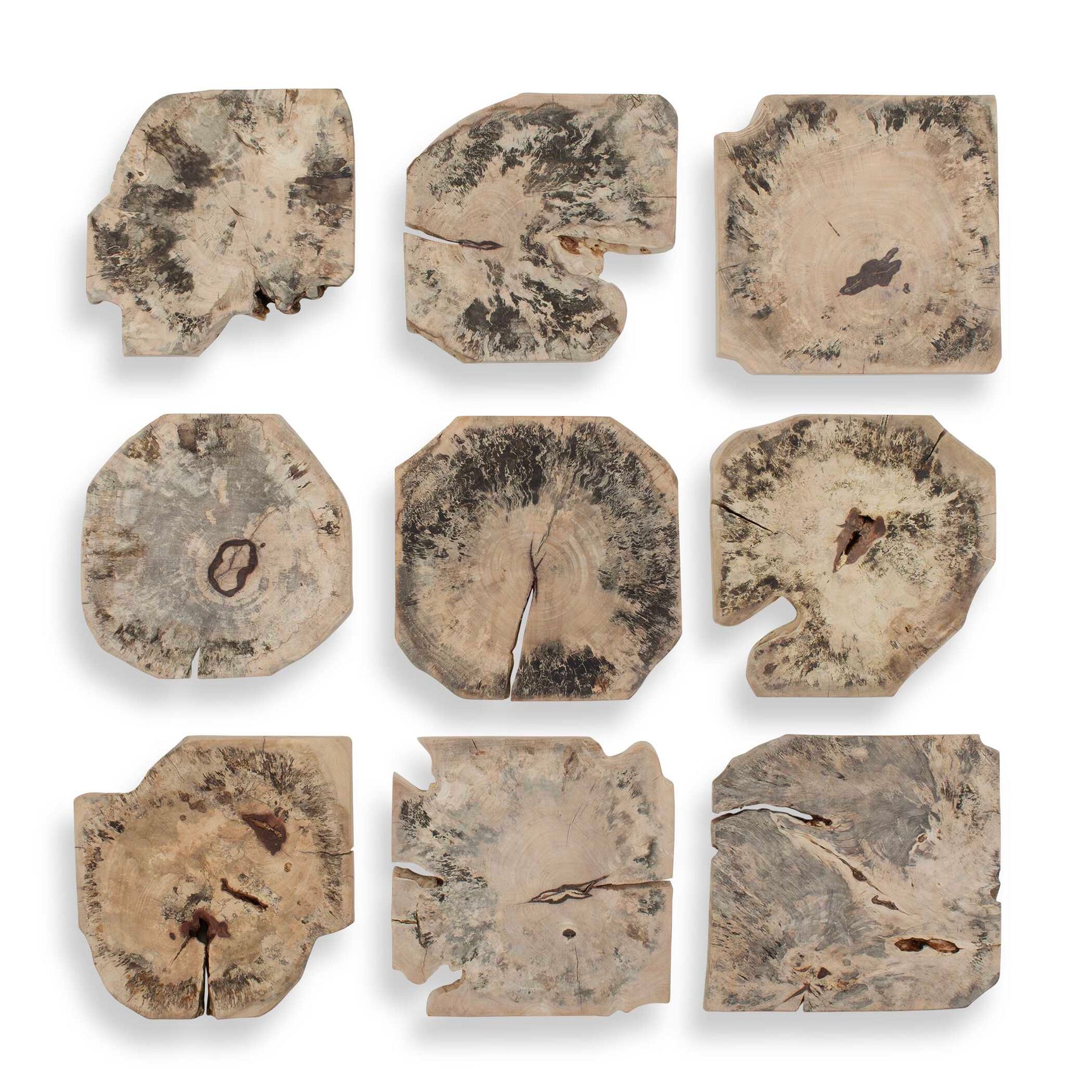 Bahati Brown Wood Bleached Wall Decor (Set of 9)