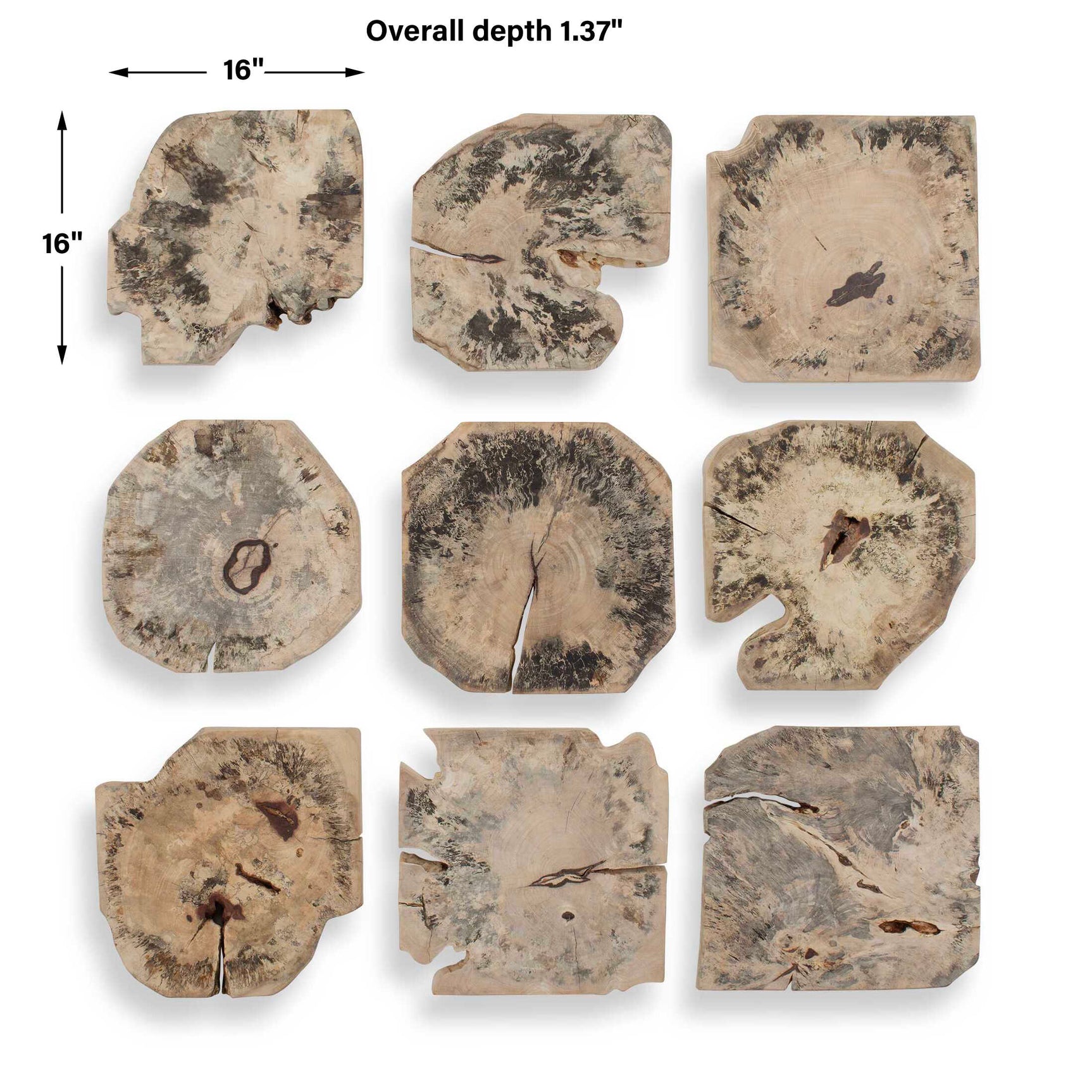 Bahati Brown Wood Bleached Wall Decor (Set of 9)