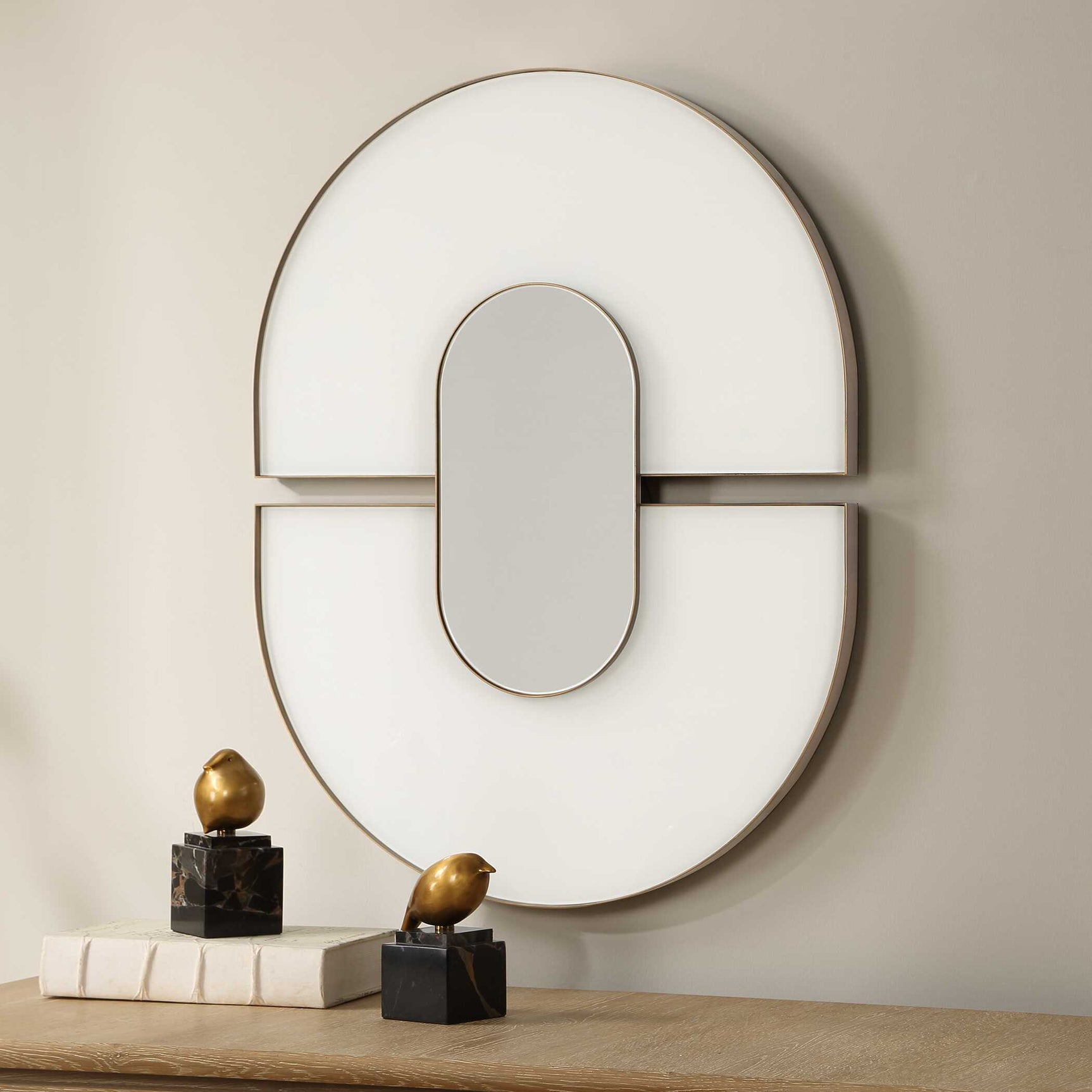Encase White Modern Oval Mirror