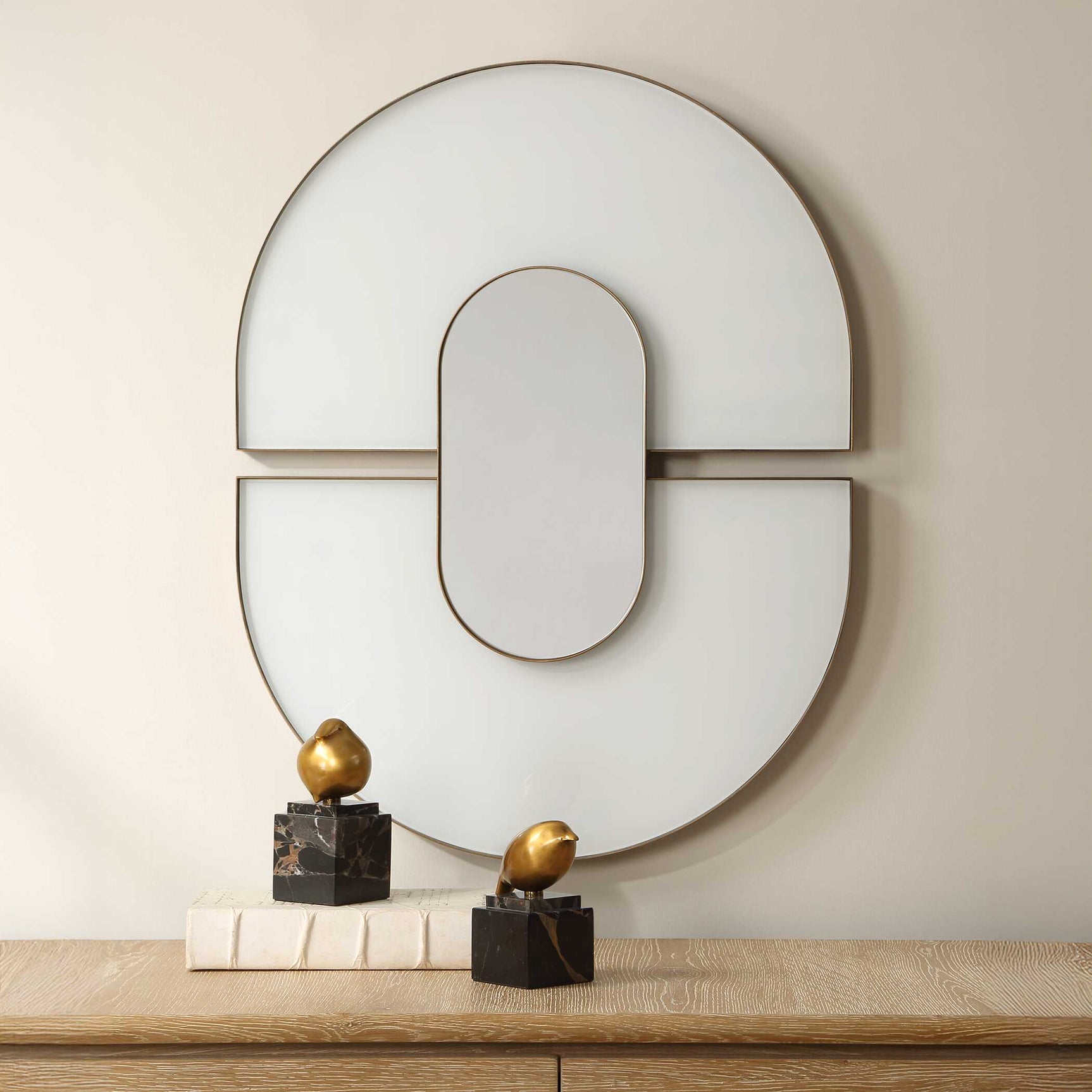 Encase White Modern Oval Mirror