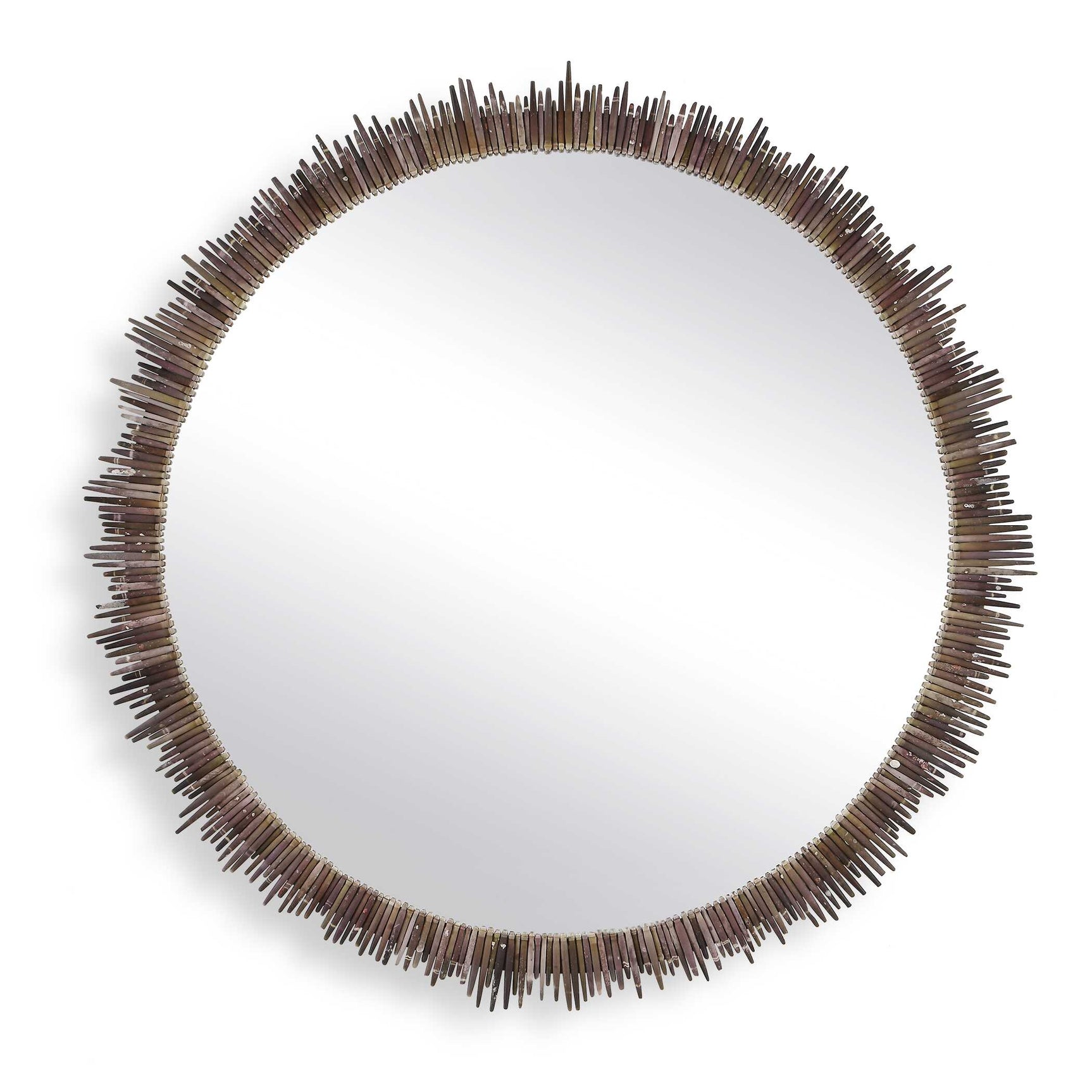 Tiger Sea Urchin Brown/Green/White Round Mirror
