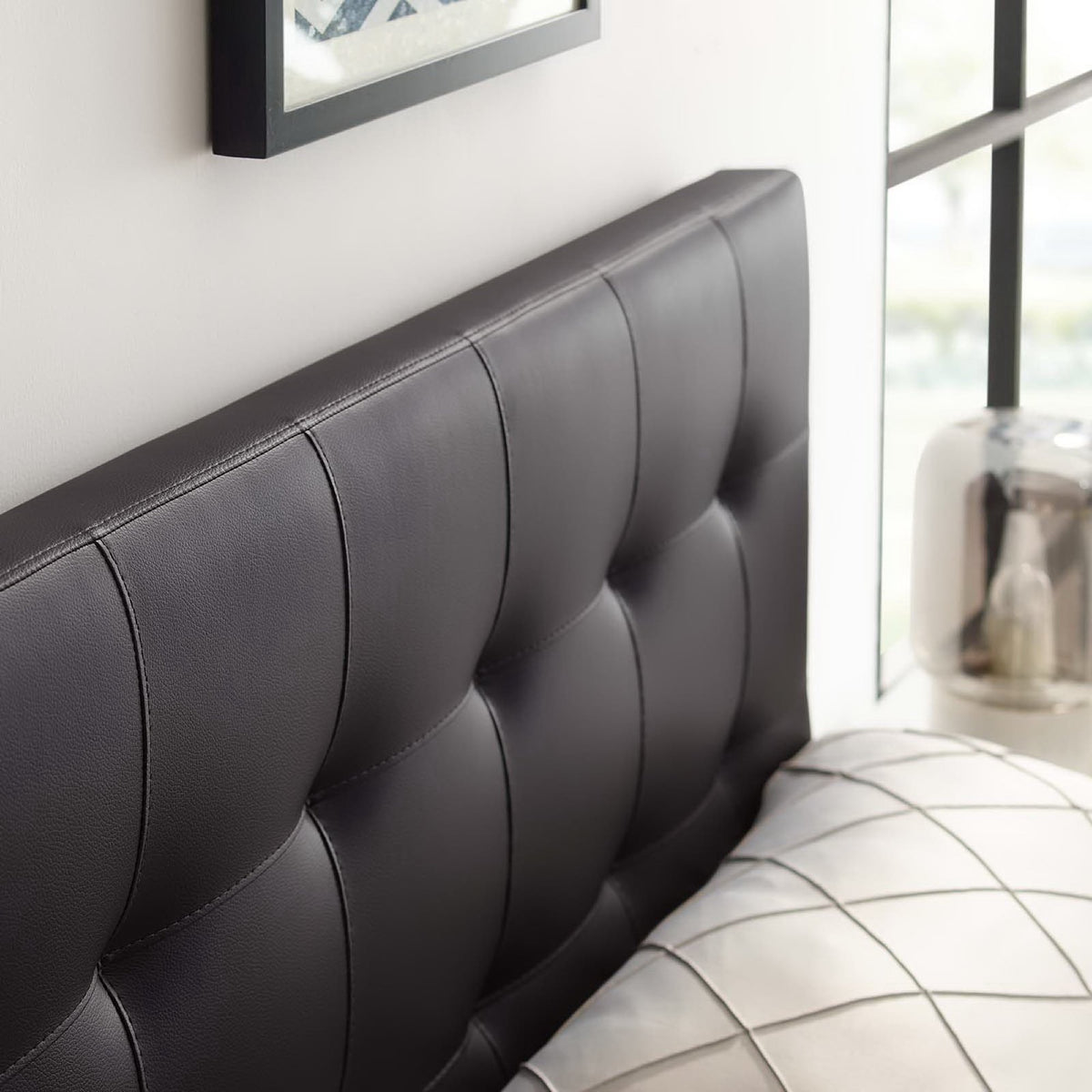 Lily Brown Upholstered Vinyl King Headboard