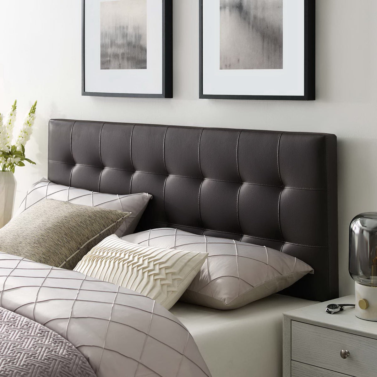 Lily Brown Upholstered Vinyl King Headboard