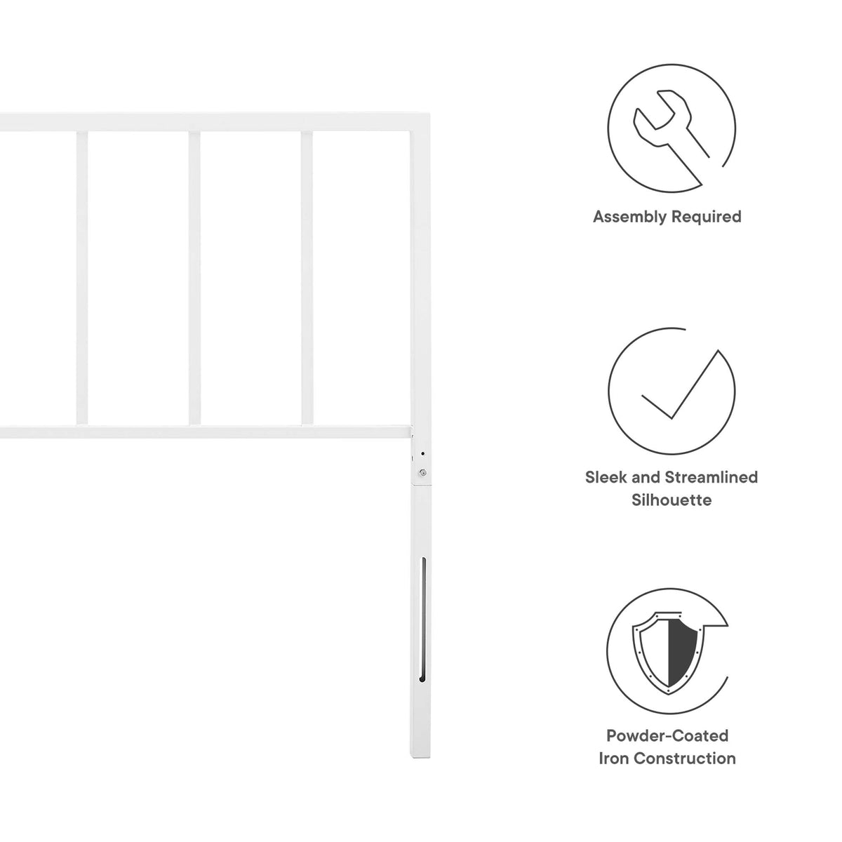 Tatum White Metal King Headboard