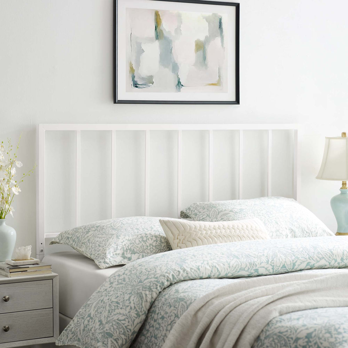 Tatum White Metal King Headboard
