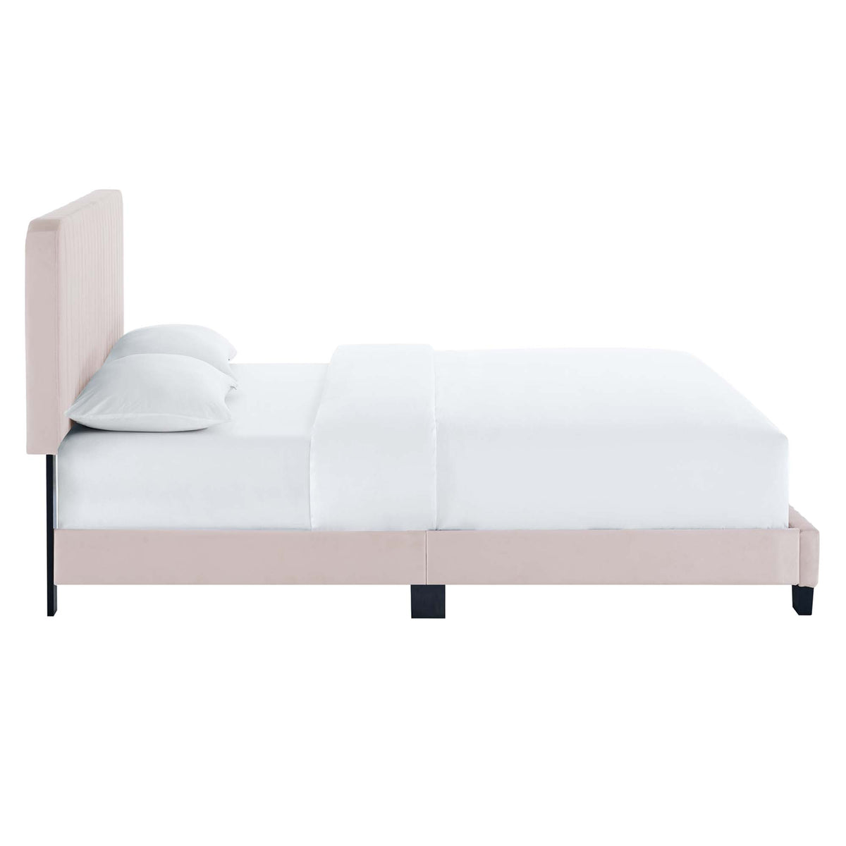 Celine Pink Channel Tufted Performance Velvet Queen Platform Bed