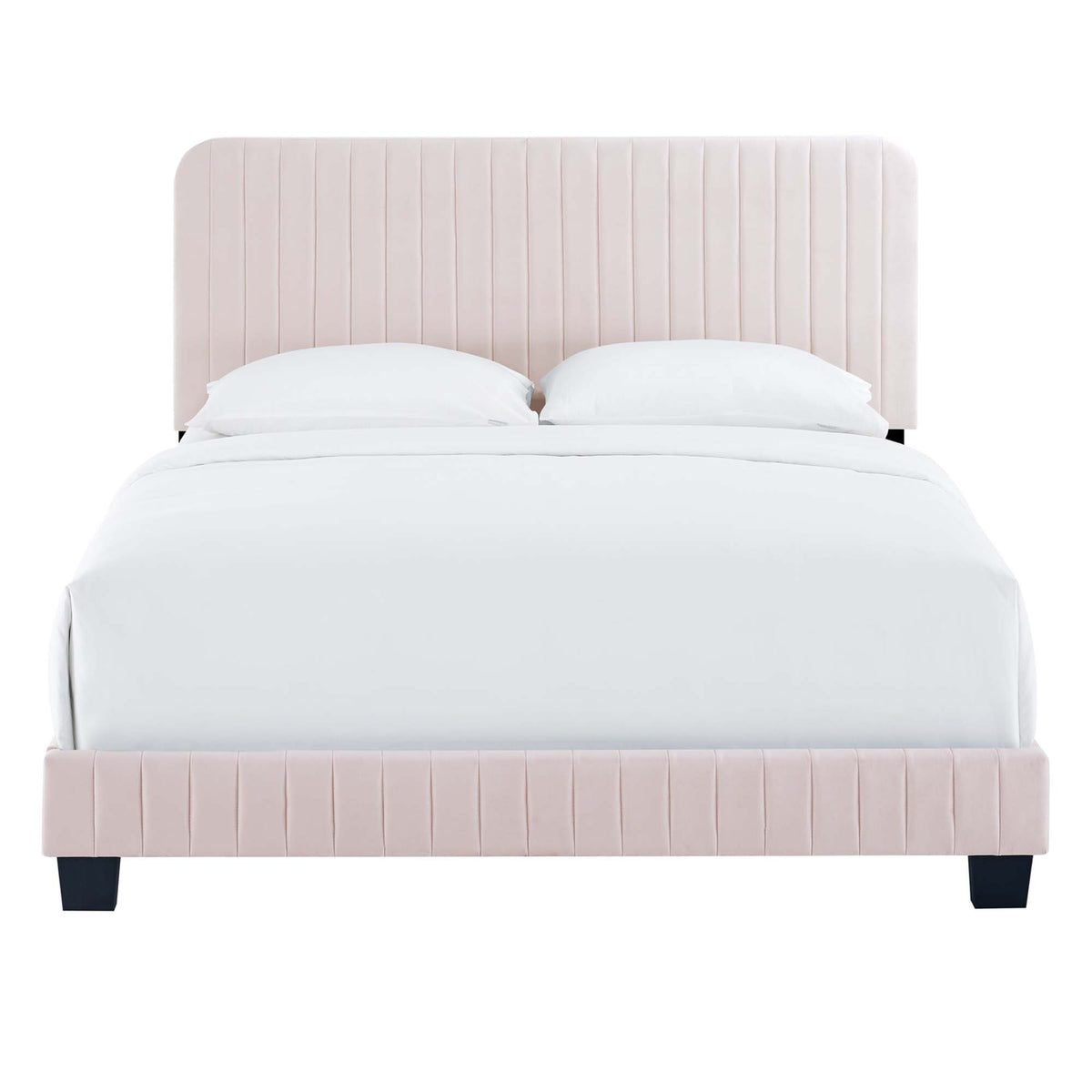 Celine Pink Channel Tufted Performance Velvet Queen Platform Bed