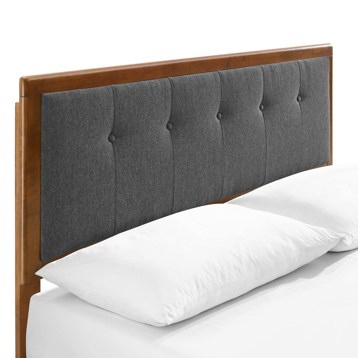 Willow Walnut/Charcoal Wood Queen Platform Bed With Angular Frame