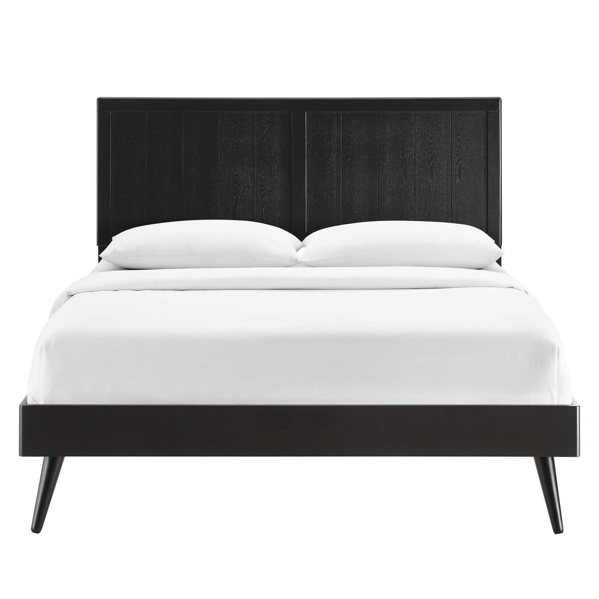 Alana Black Wood King Platform Bed With Splayed Legs - Ornate Home