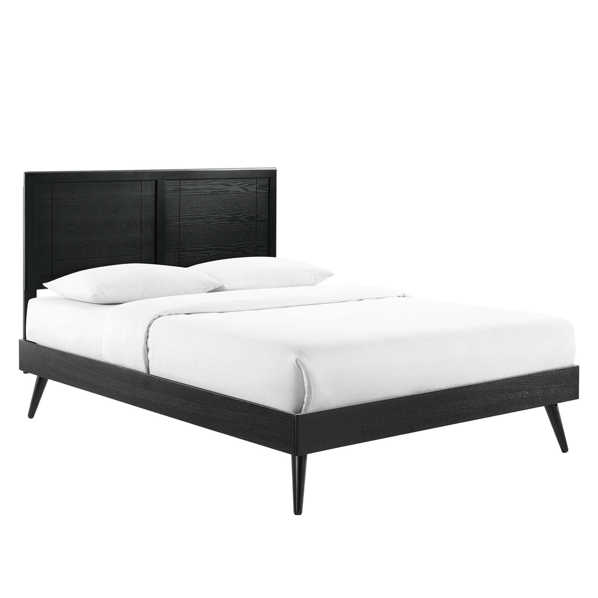 Marlee Black Wood Full Platform Bed With Splayed Legs