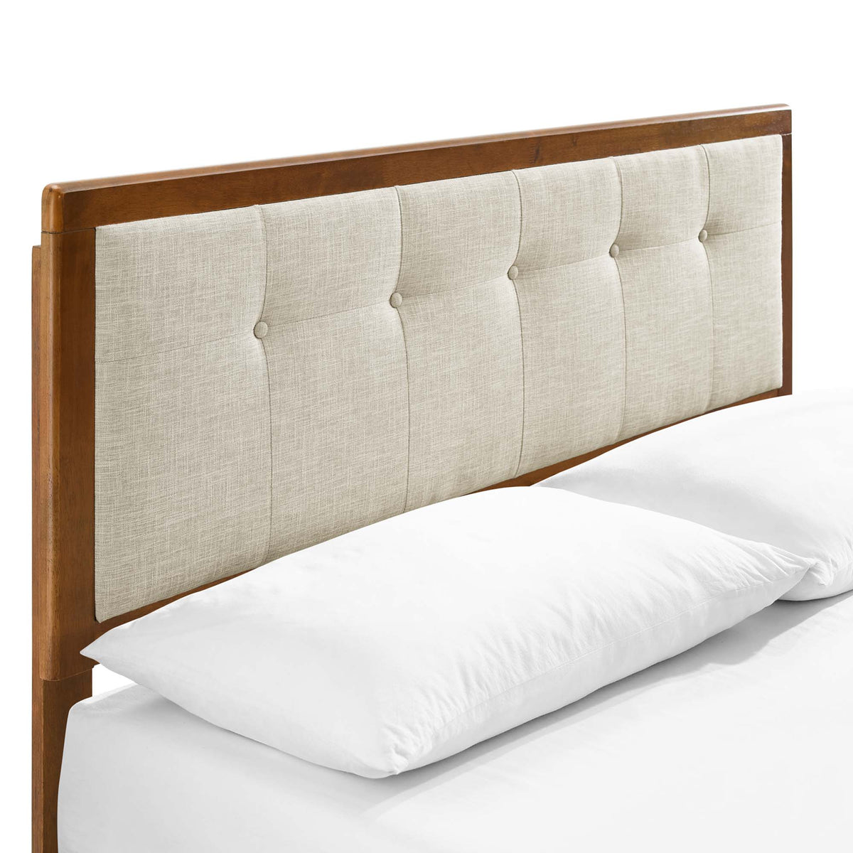 Willow Walnut/Beige Wood King Platform Bed With Angular Frame