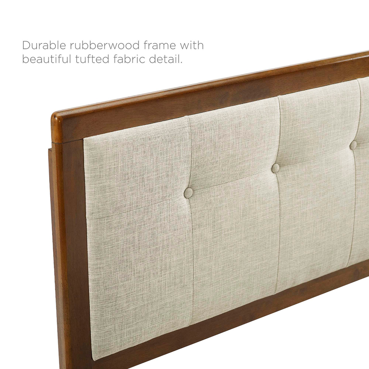 Willow Walnut/Beige Wood King Platform Bed With Angular Frame