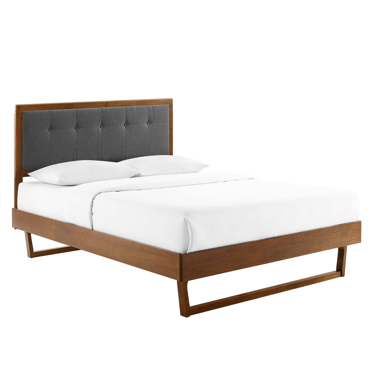 Willow Walnut/Charcoal Wood King Platform Bed With Angular Frame