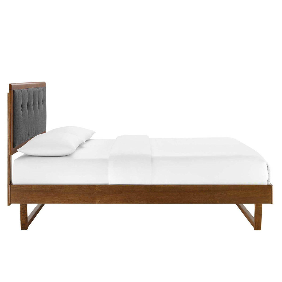 Willow Walnut/Charcoal Wood King Platform Bed With Angular Frame