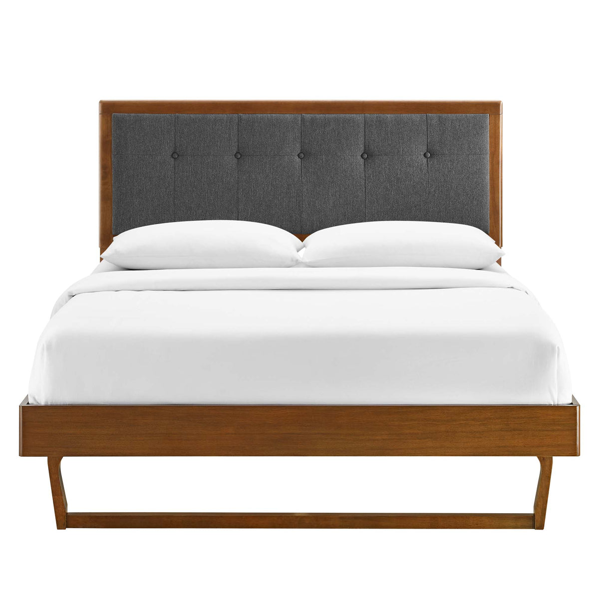 Willow Walnut/Charcoal Wood King Platform Bed With Angular Frame