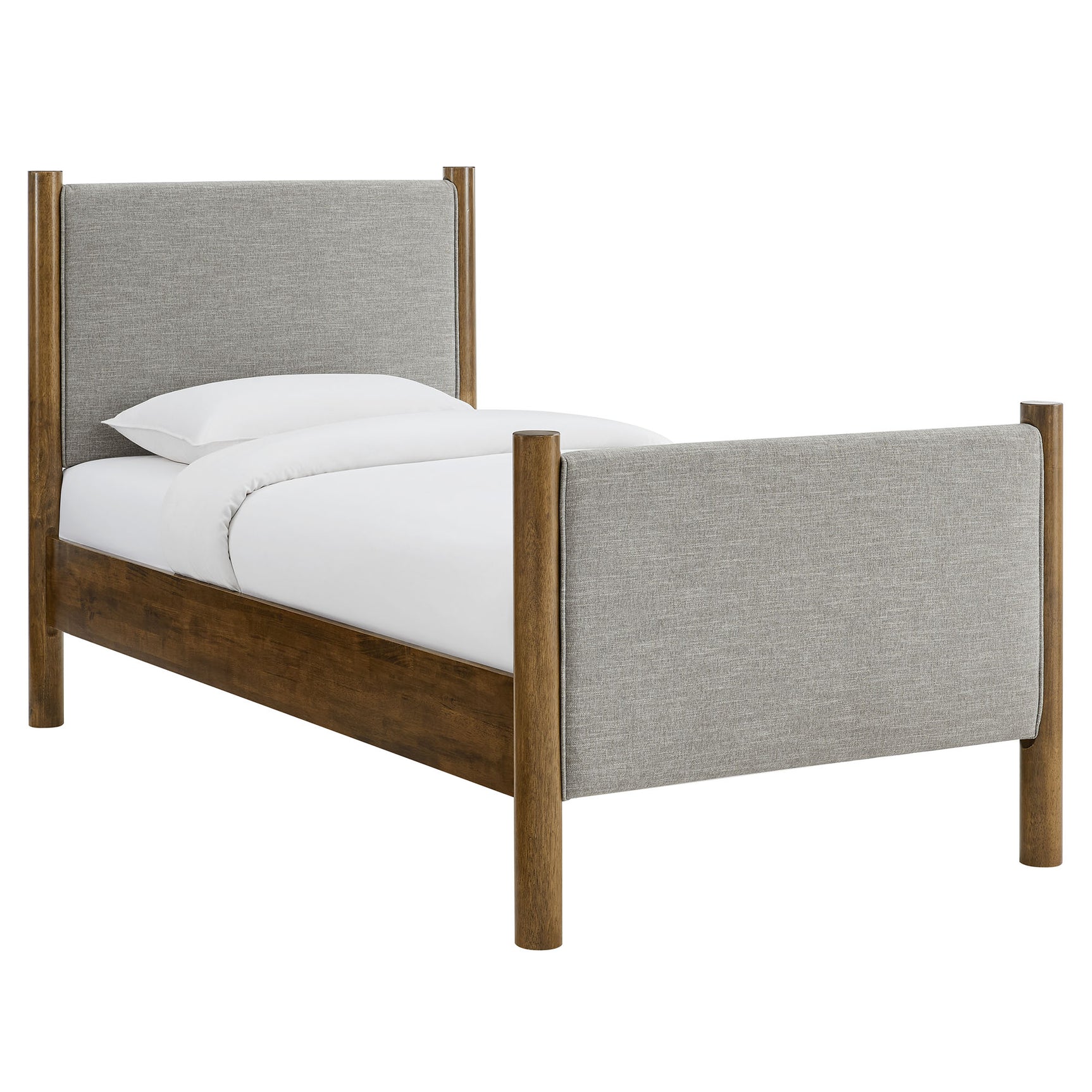 Maven Wheat/Walnut Twin Size Fabric Upholstered Platform Bed