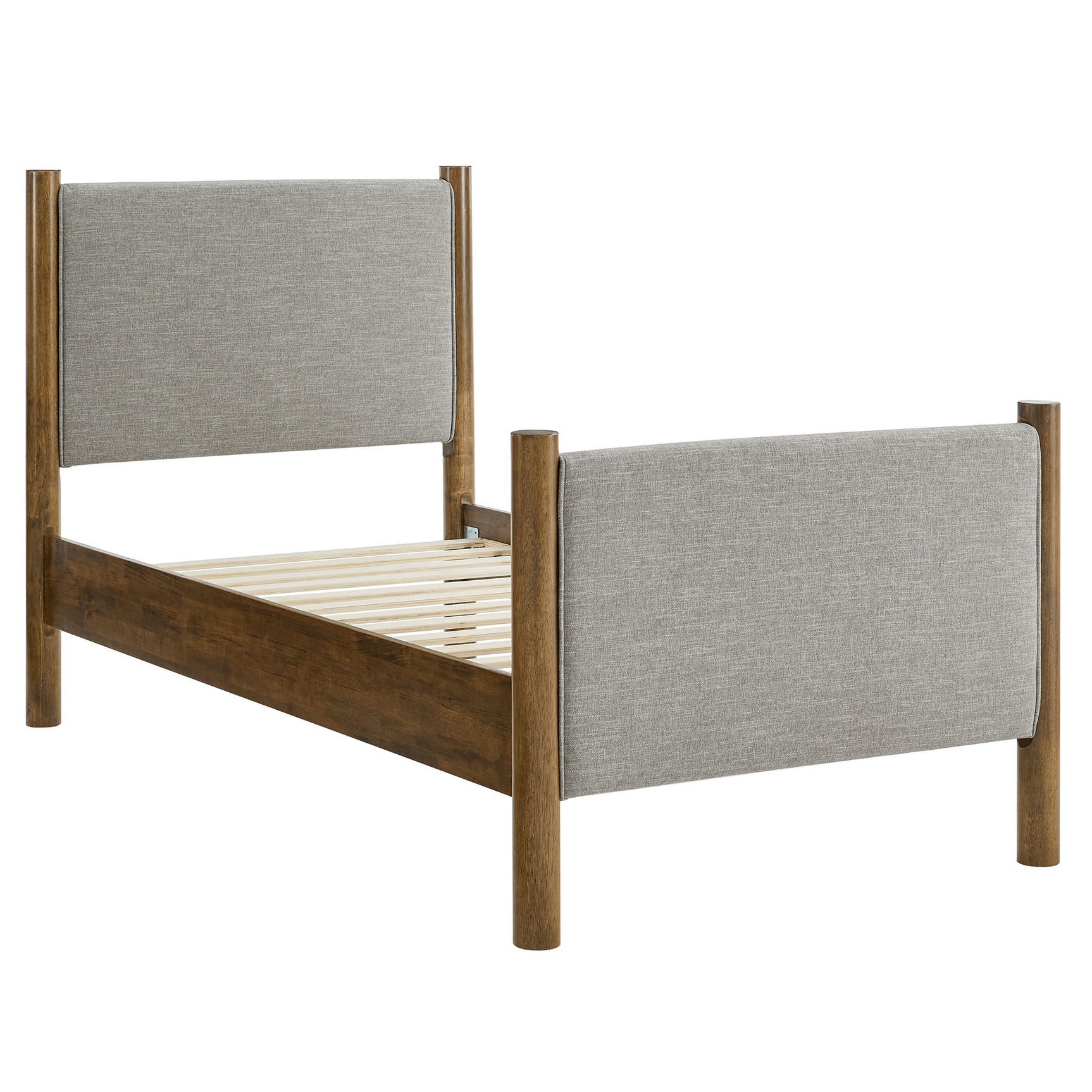 Maven Wheat/Walnut Twin Size Fabric Upholstered Platform Bed