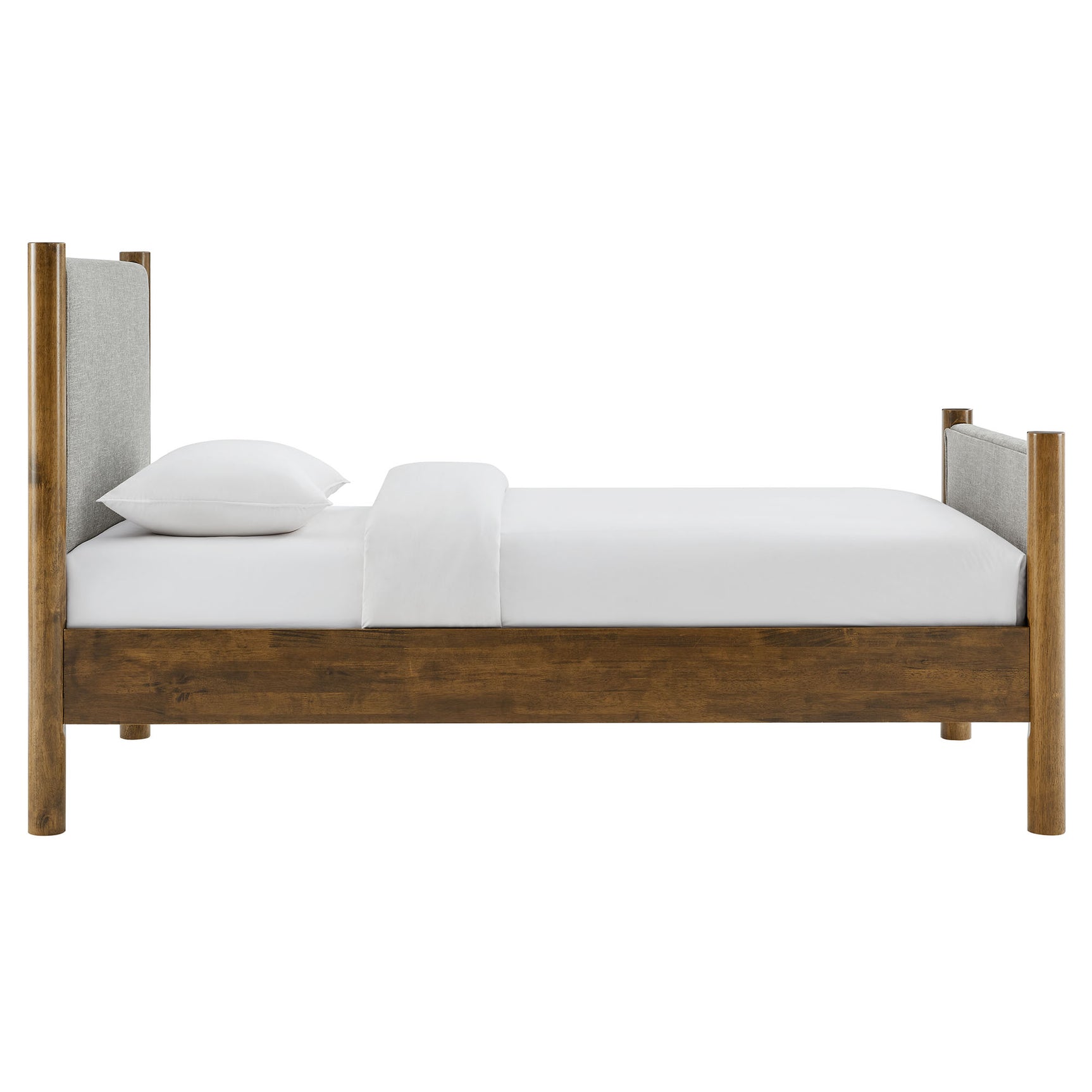 Maven Wheat/Walnut Twin Size Fabric Upholstered Platform Bed