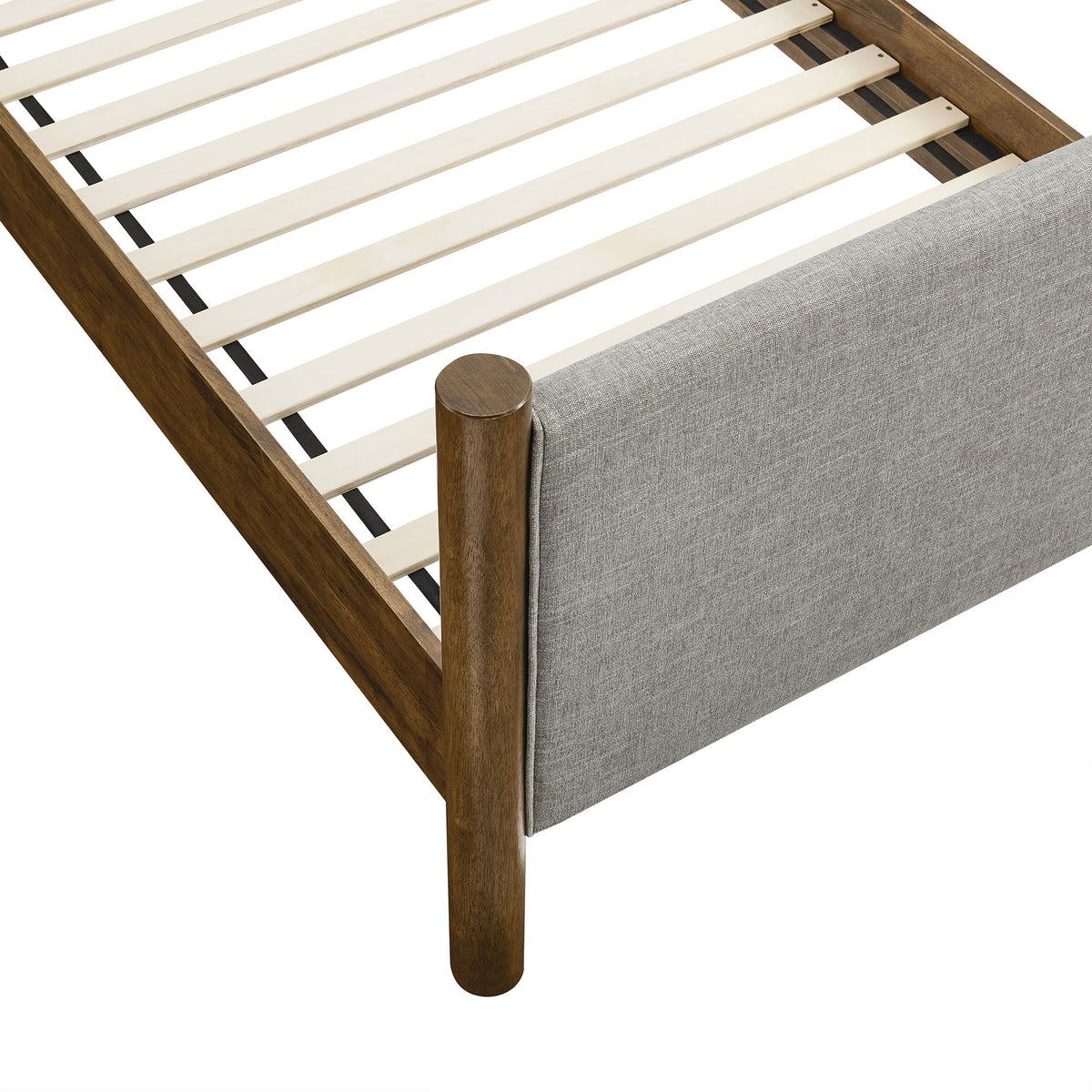 Maven Wheat/Walnut Twin Size Fabric Upholstered Platform Bed