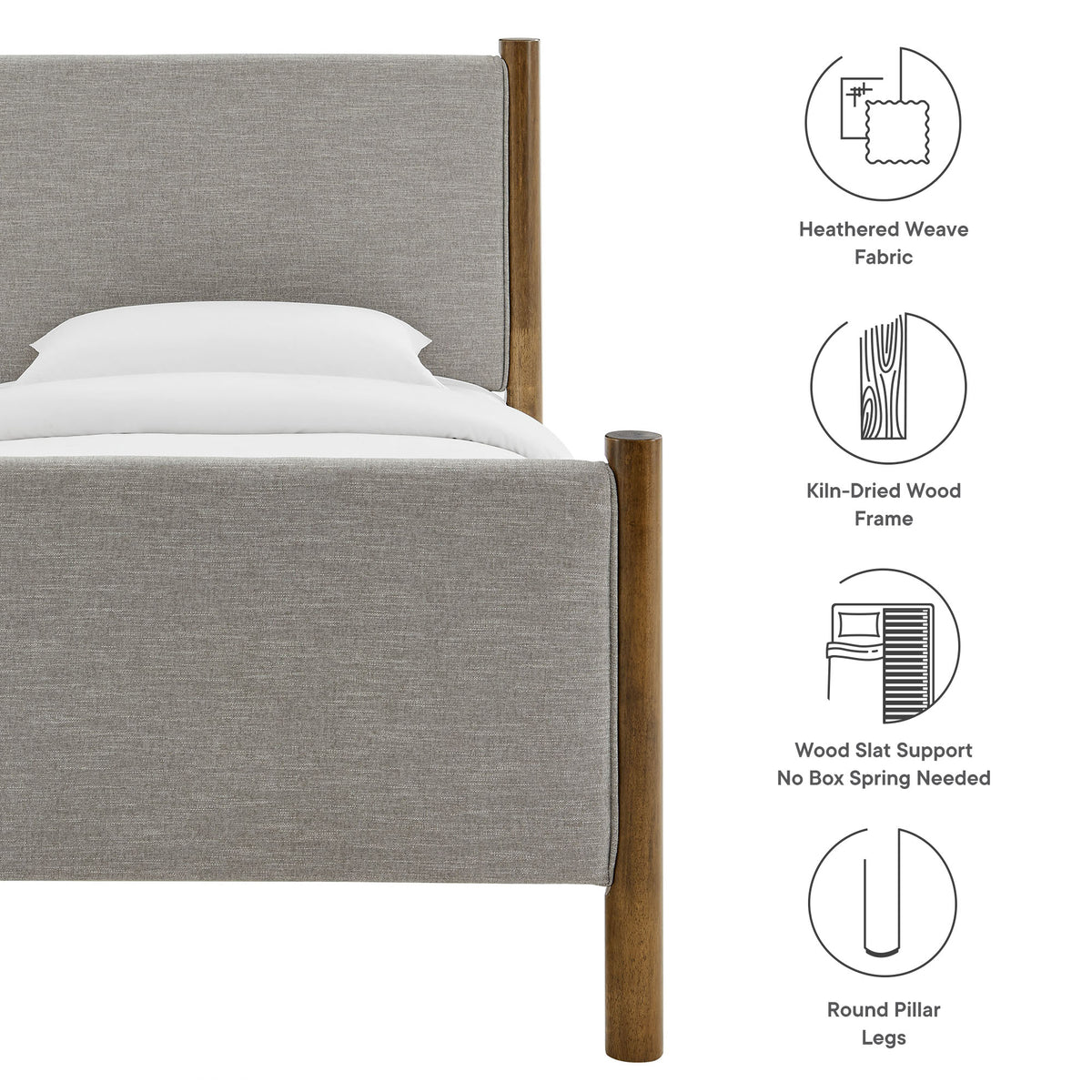 Maven Wheat/Walnut Twin Size Fabric Upholstered Platform Bed
