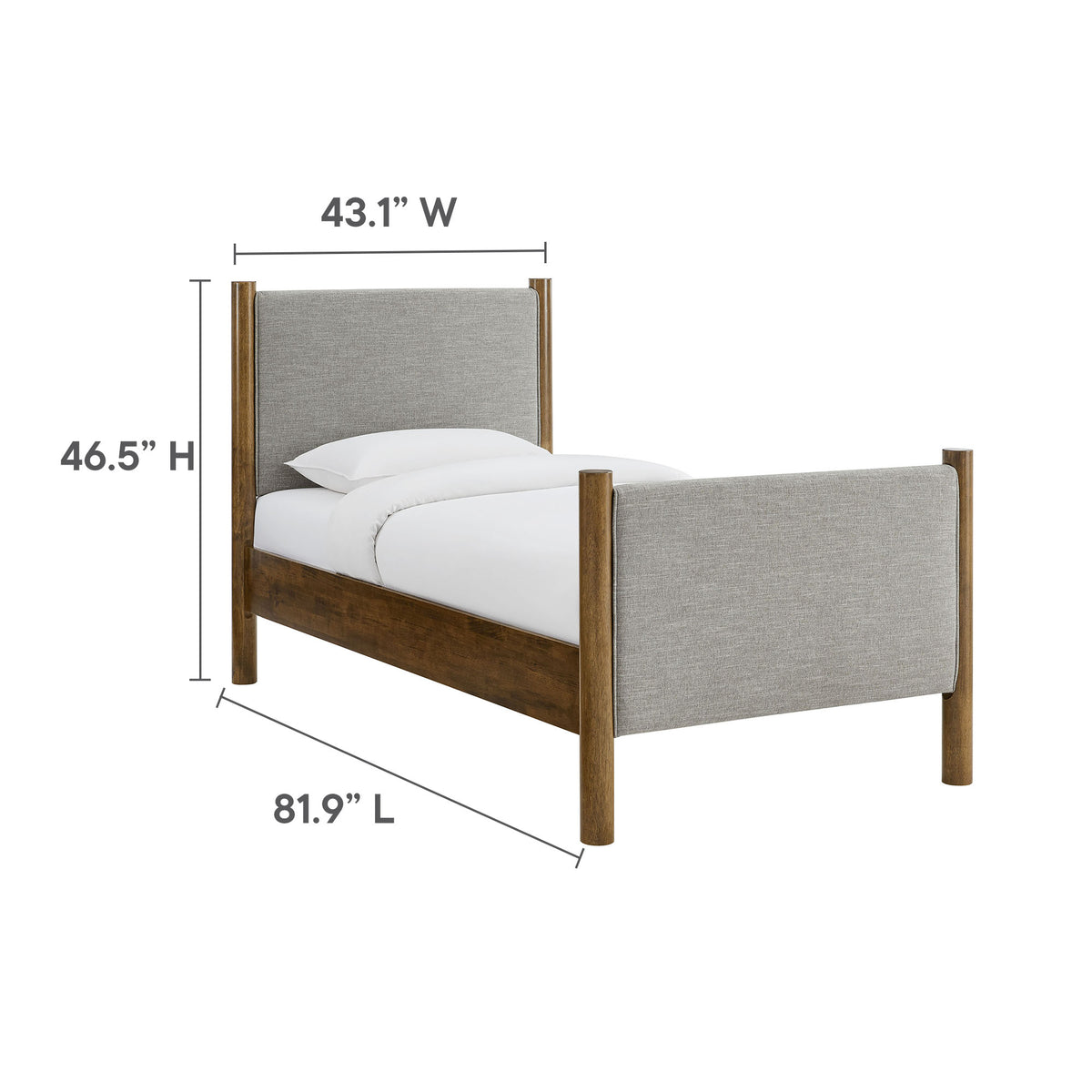 Maven Wheat/Walnut Twin Size Fabric Upholstered Platform Bed