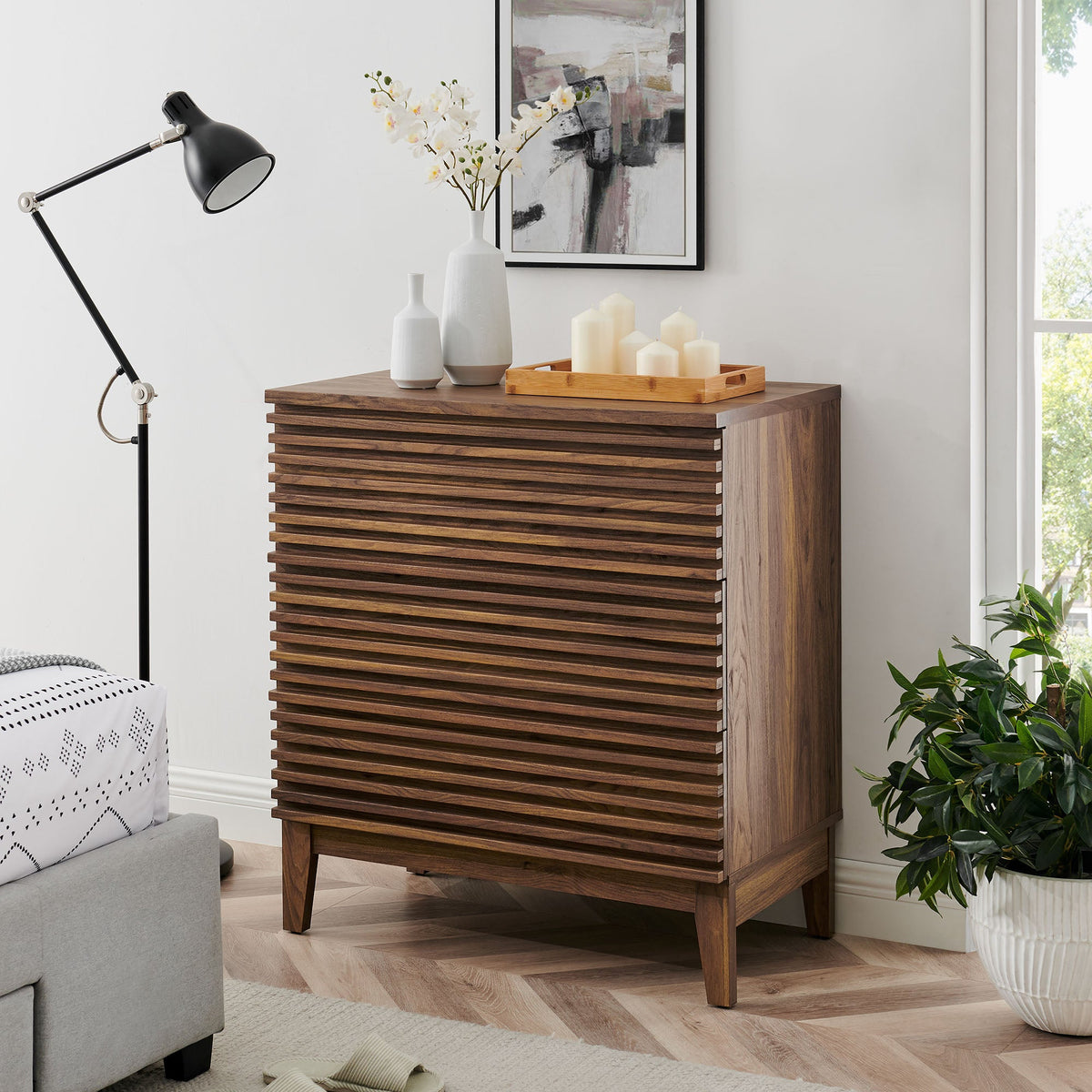 Render Walnut Large 3-Drawer Nightstand