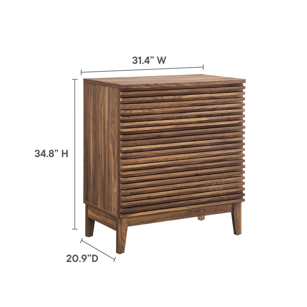Render Walnut Large 3-Drawer Nightstand