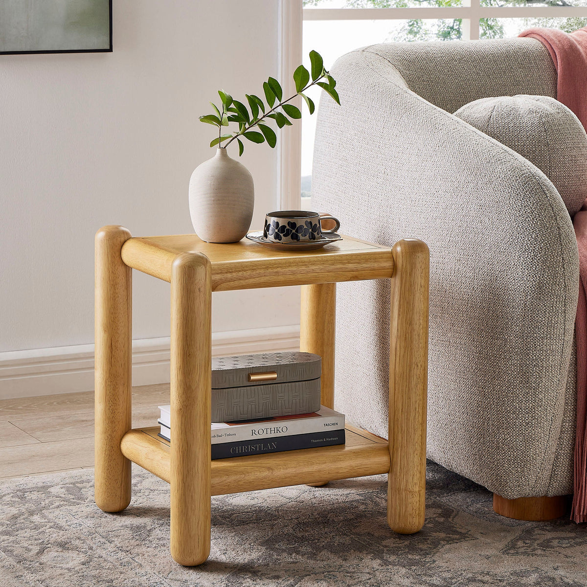 Arcus Oak Rectangular 2-Tier Side Table