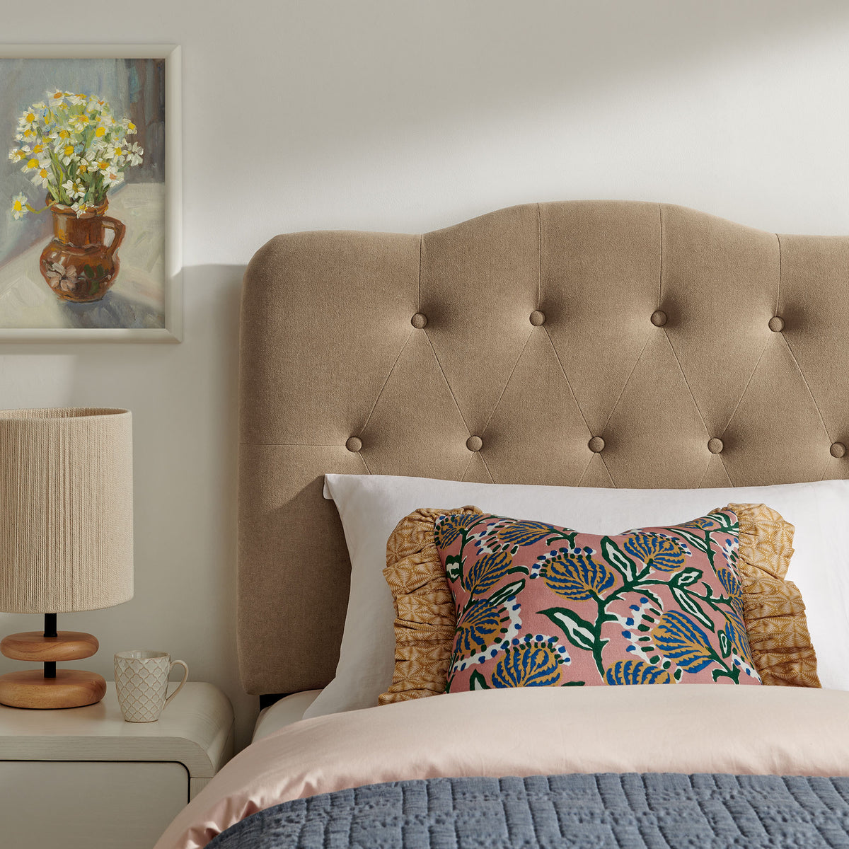 Annabel Almond Premium Linen Blend Twin Headboard - Ornate Home