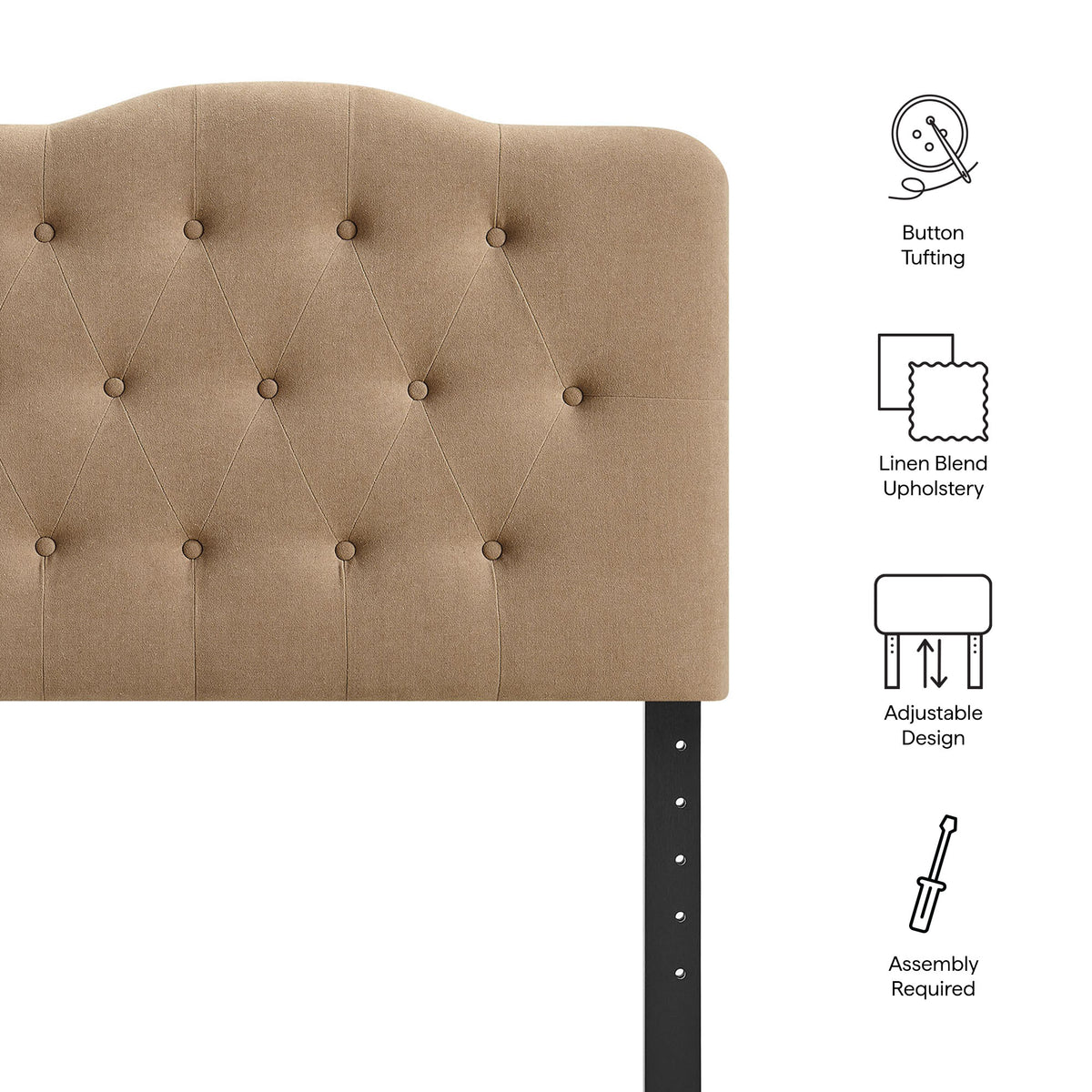 Annabel Almond Premium Linen Blend Twin Headboard - Ornate Home