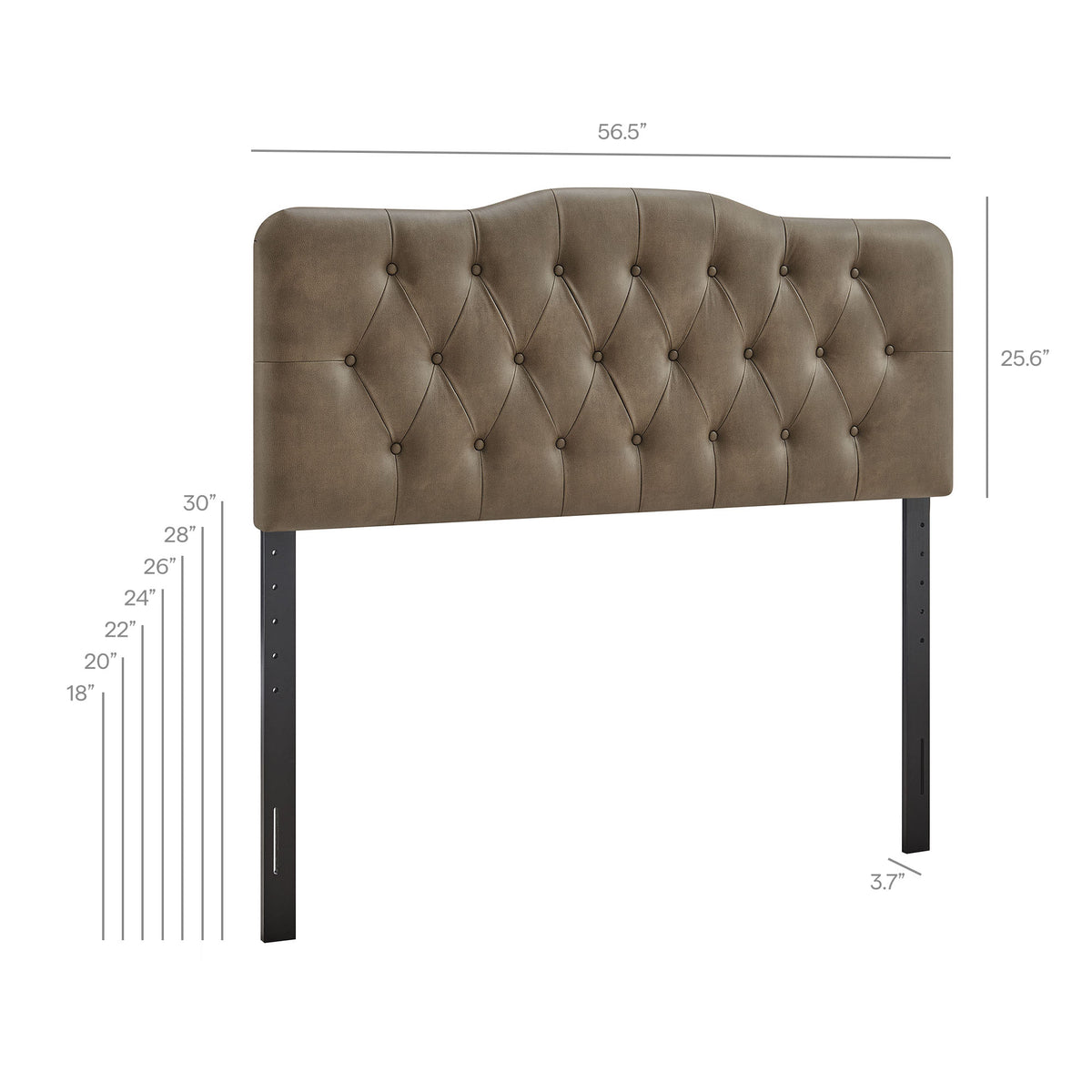 Annabel Mushroom Vegan Leather Full Headboard - Ornate Home