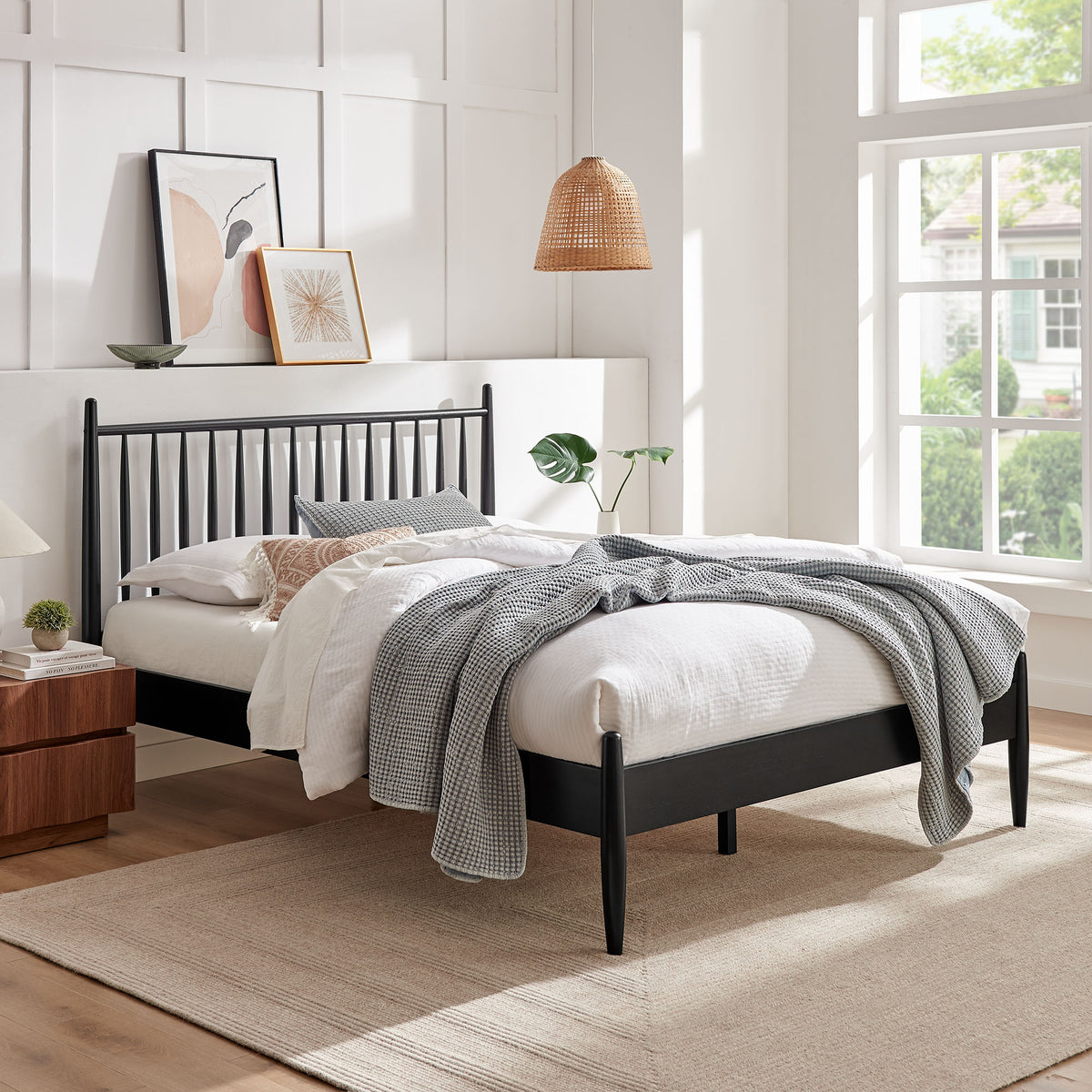 Zane Black Full Size Spindle Bed Frame