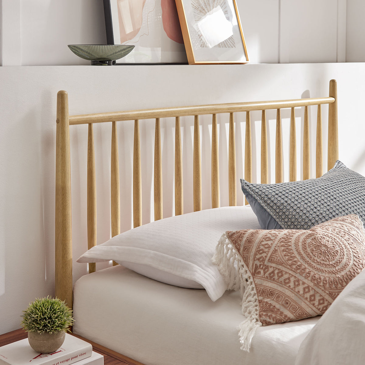 Zane Light Oak Full Size Spindle Bed Frame