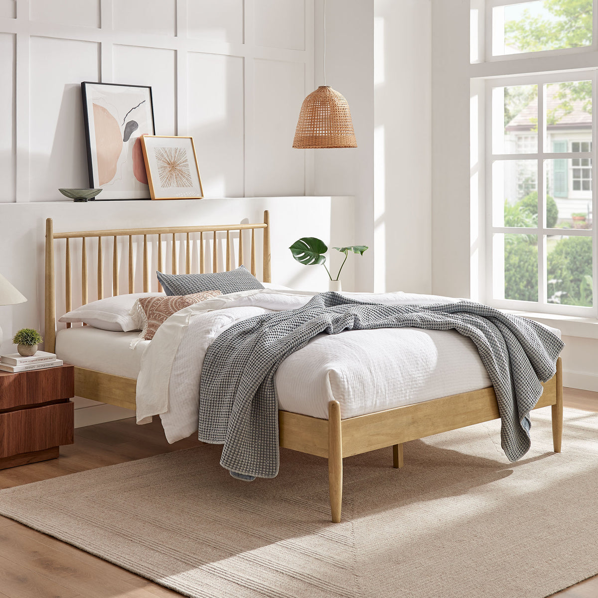 Zane Light Oak Full Size Spindle Bed Frame