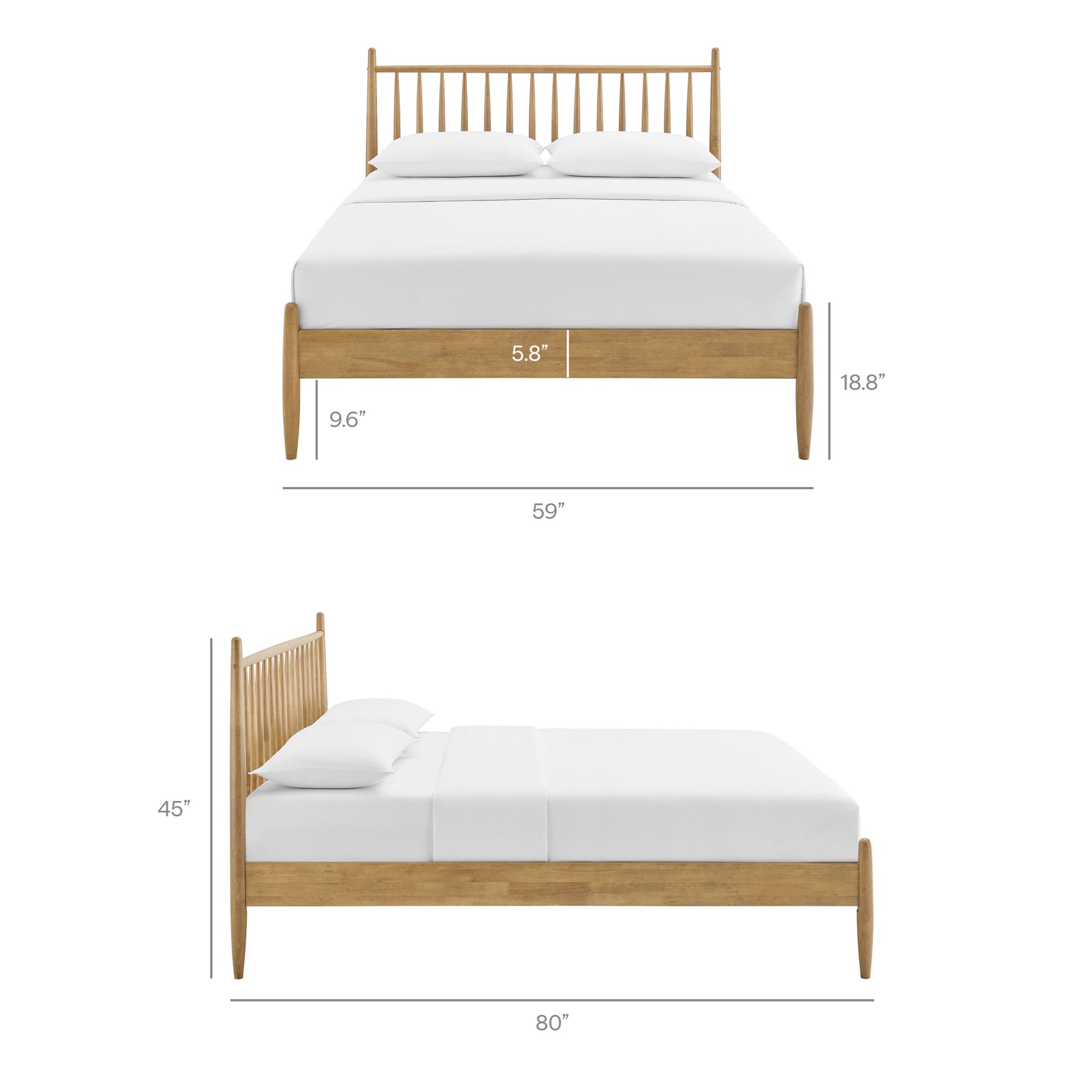Zane Light Oak Full Size Spindle Bed Frame