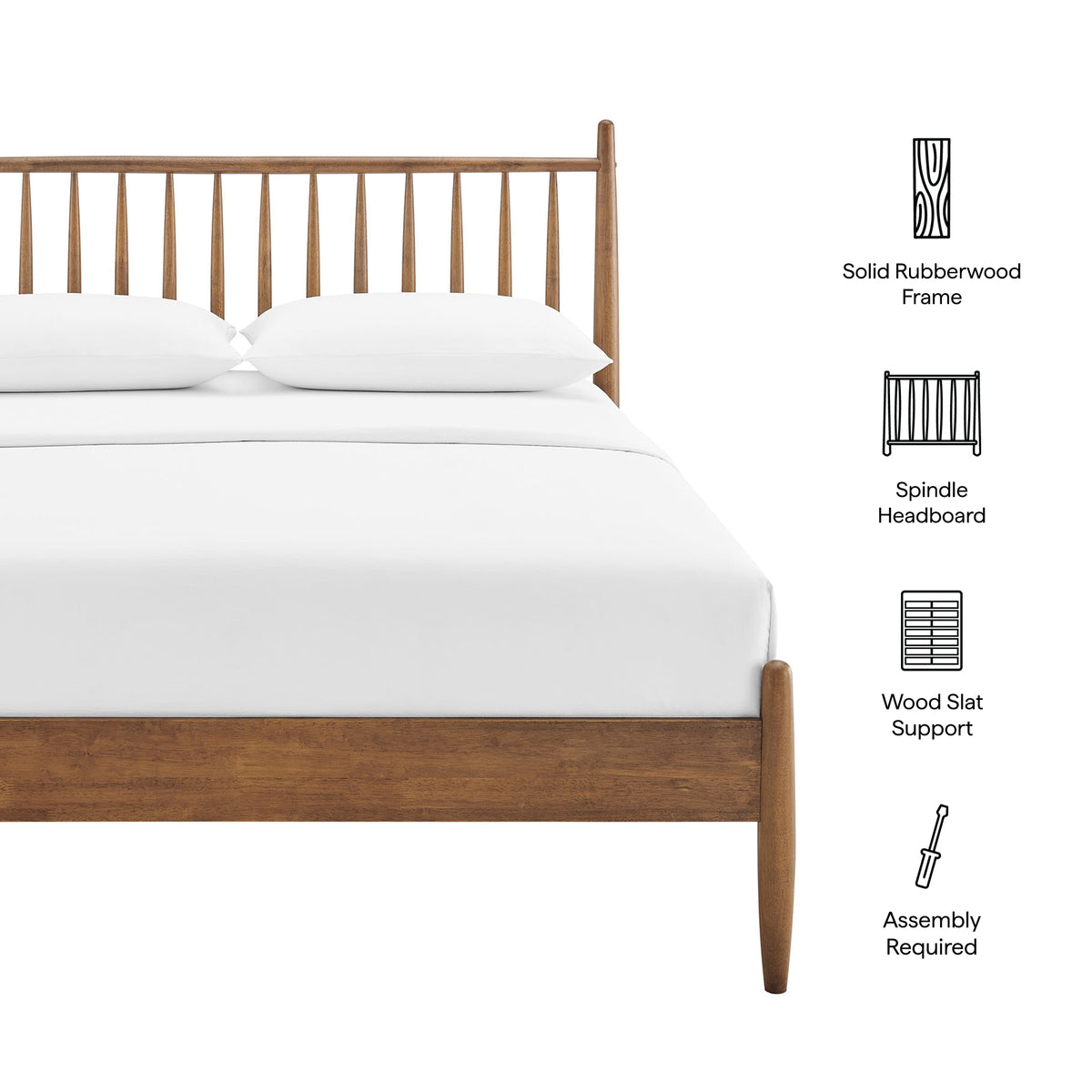Zane Walnut Queen Size Spindle Bed
