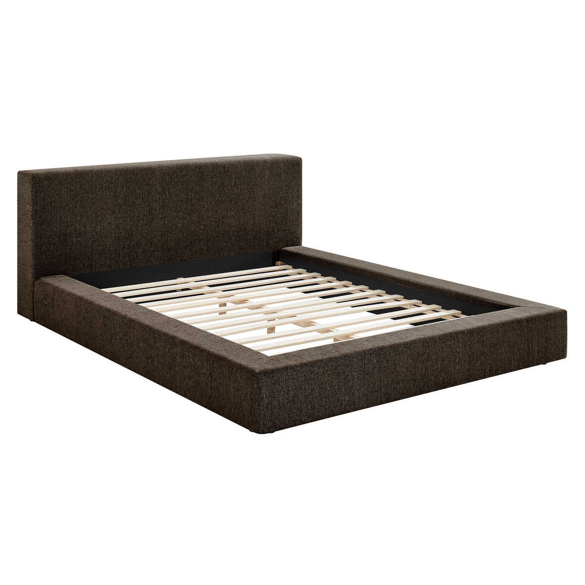 Luma Java Chenille Upholstered King Platform Bed Frame