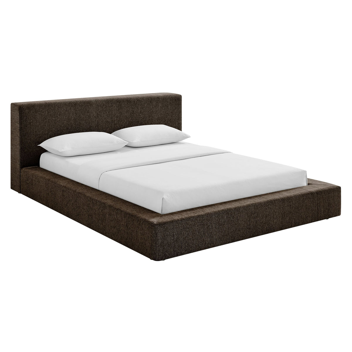 Luma Java Chenille Upholstered King Platform Bed Frame